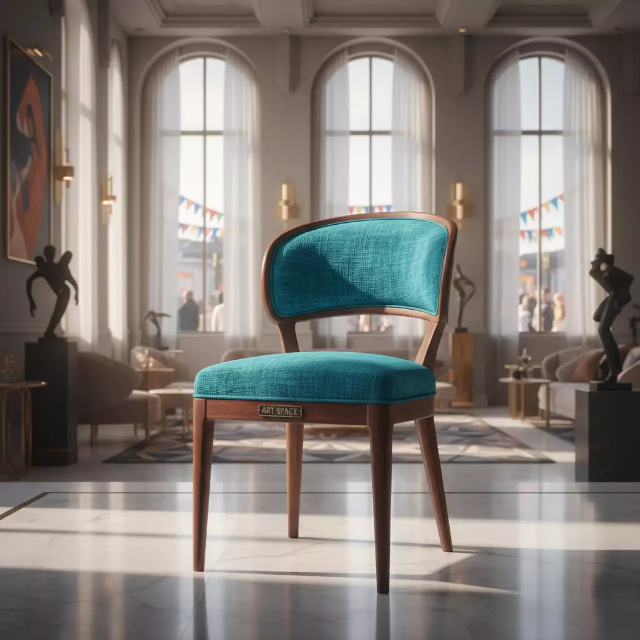 Аренда Стул Safir рогожка Montreal бирюзовая старинный орех в Mantera Supreme — ART SPACE