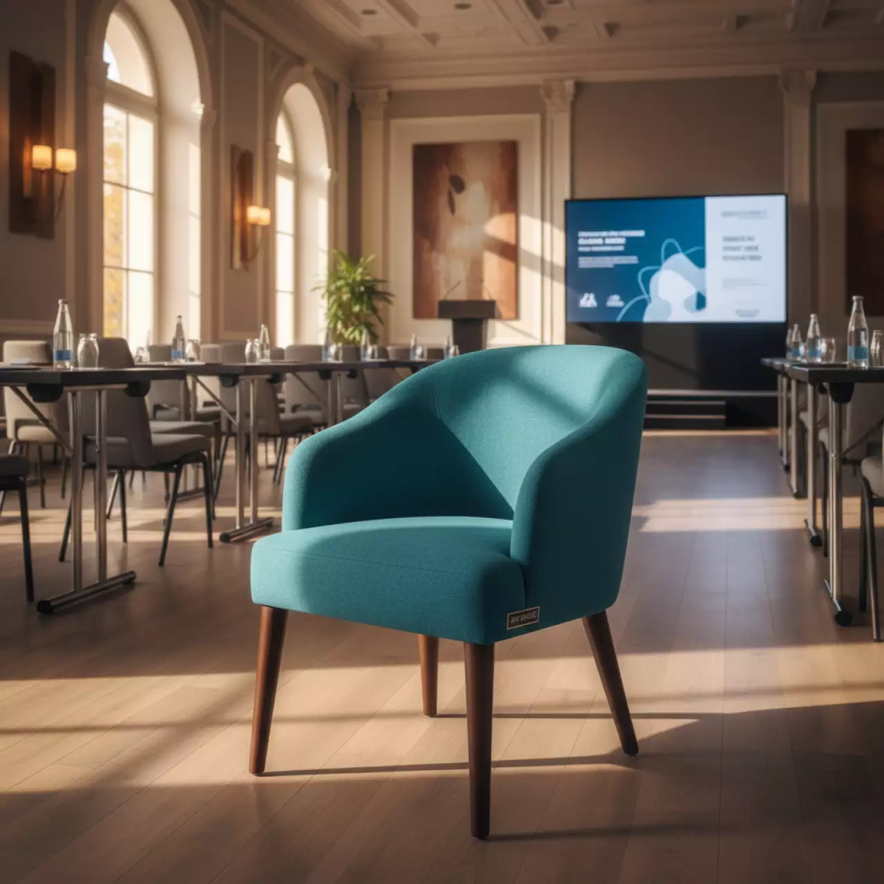 Аренда Стул Safir рогожка Montreal бирюзовый старинный орех в Гранд Отель Сочи — ART SPACE