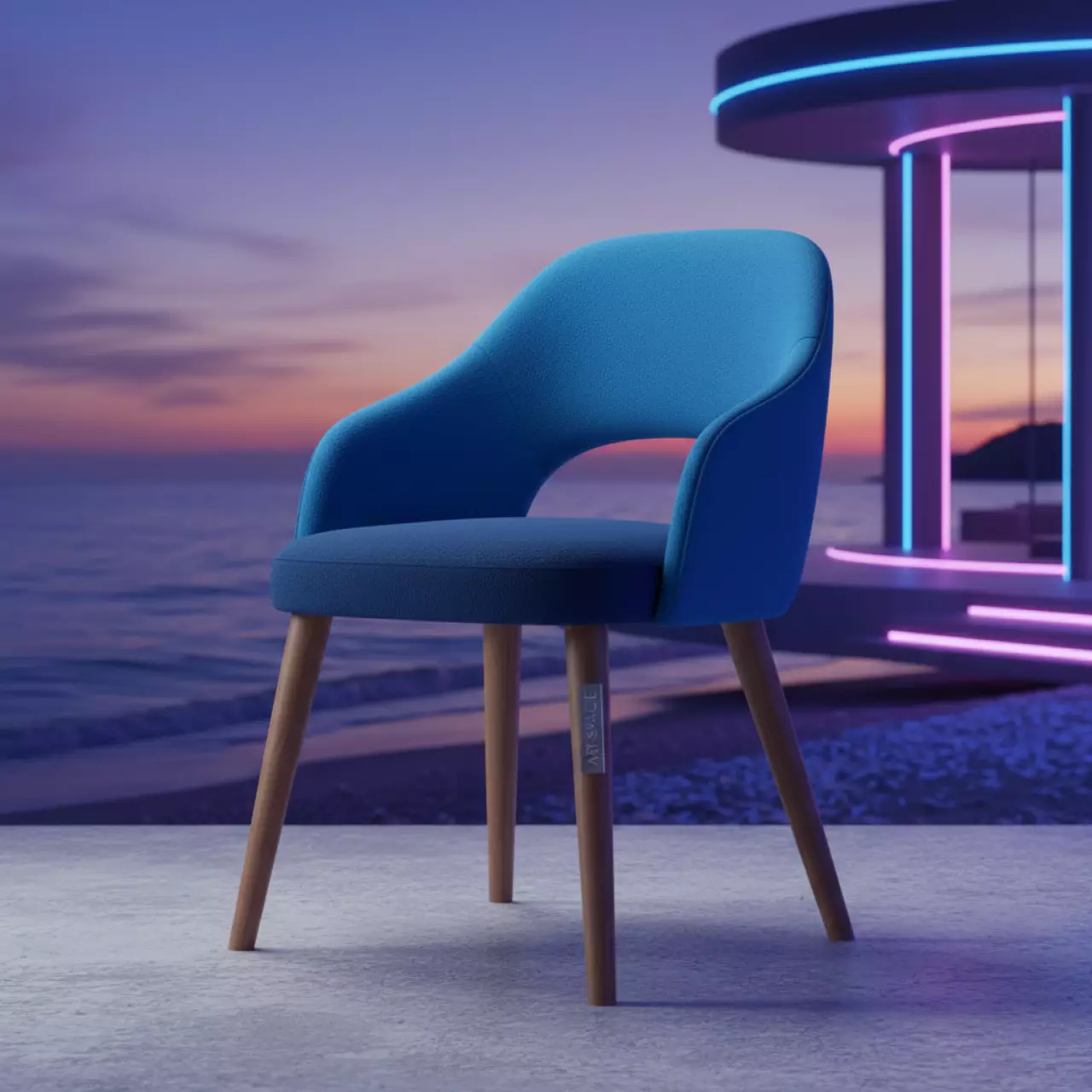 Аренда Стул Safir спинка Хербл синий сиденье Teddy темно синий ножки бук светлый орех на пляже «Мандарин» — ART SPACE