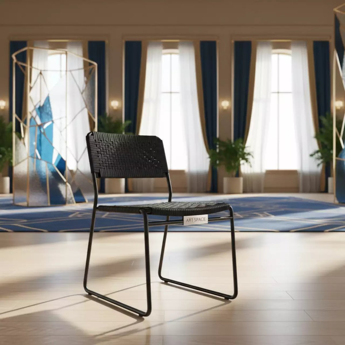 Аренда Стул Самба черная рогожка каркас черный в ледовом дворце «Большой» — ART SPACE