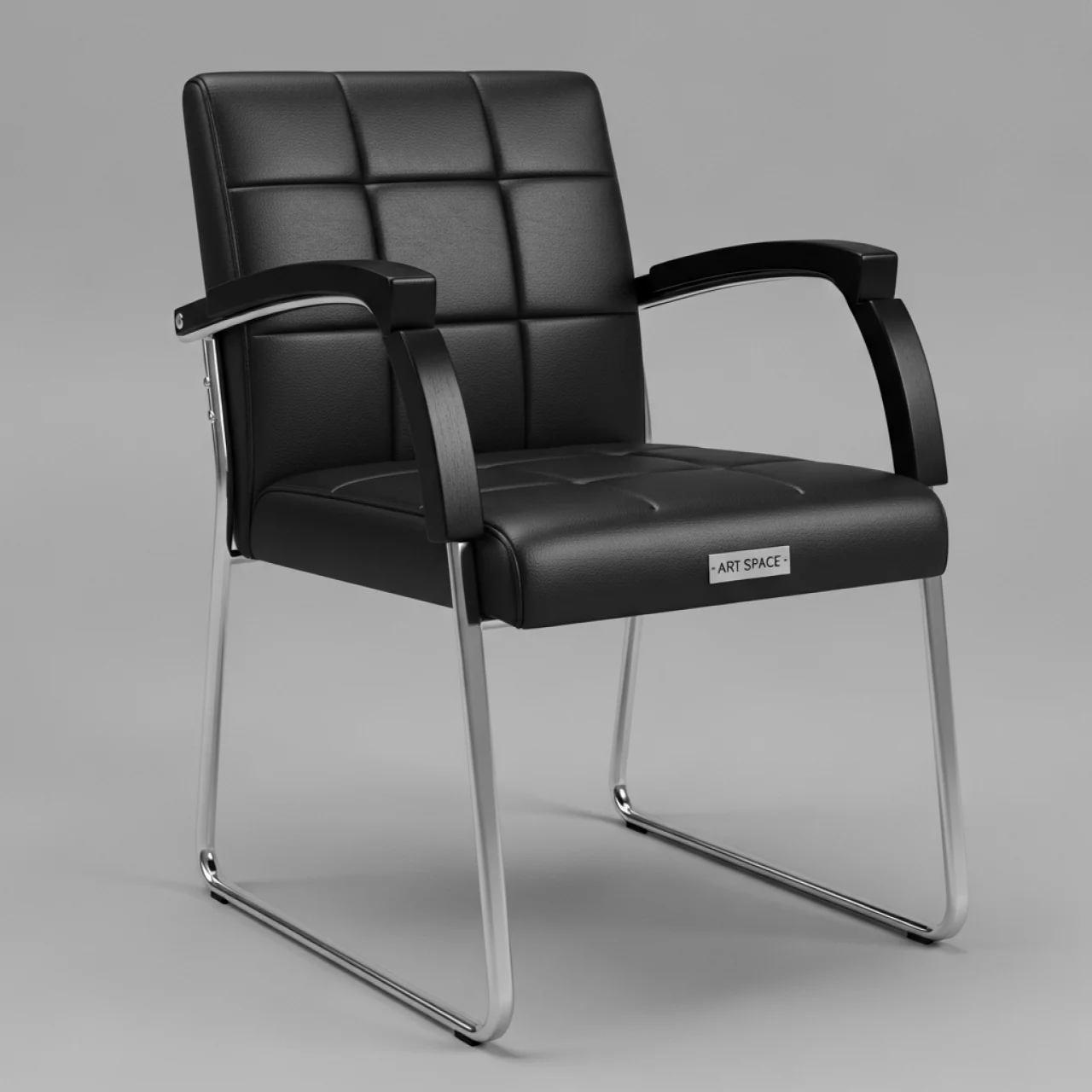 Аренда Стул Самба экокожа Black каркас хром подлокотники бук черная морилка в Гранд Отель Поляна — ART SPACE