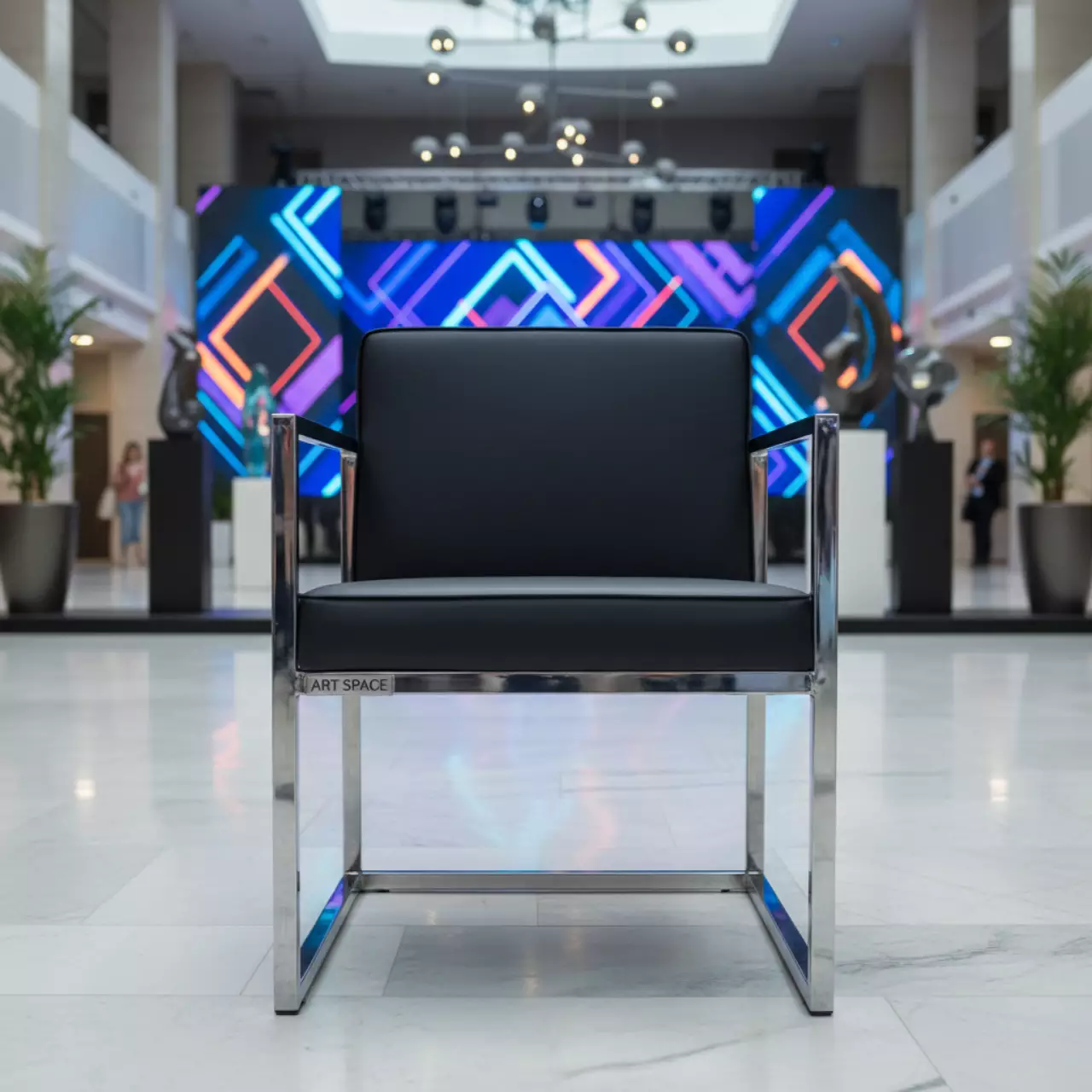 Аренда Стул Самба экокожа Black каркас хром в Маринс Парк Отеле — ART SPACE