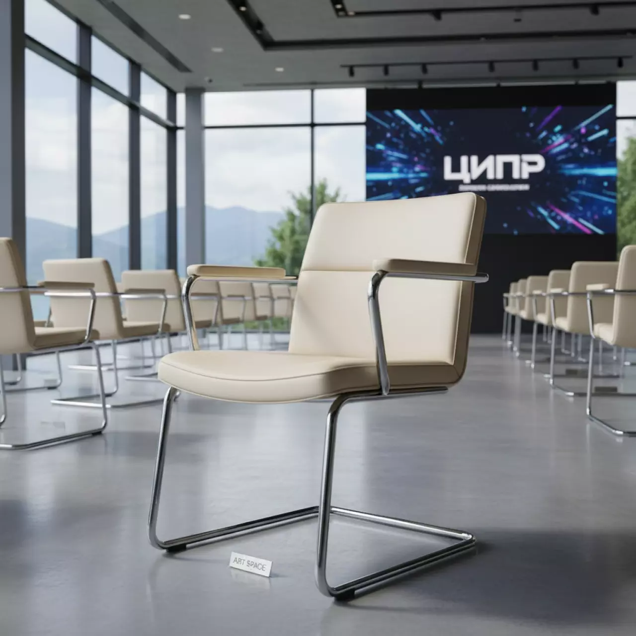 Аренда Стул Самба экокожа Cream хромированный каркас мягкие подлокотники в City Park Hotel Sochi — ART SPACE