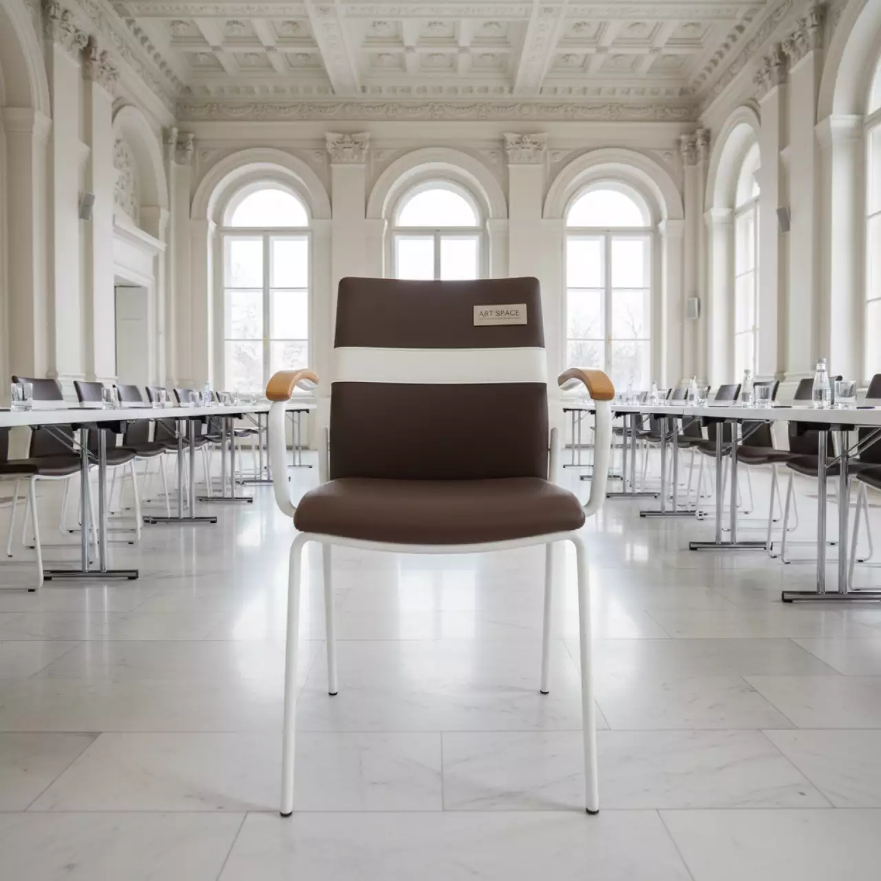 Аренда Стул Самба коричнево белый белый каркас в Panorama by Mercure — ART SPACE