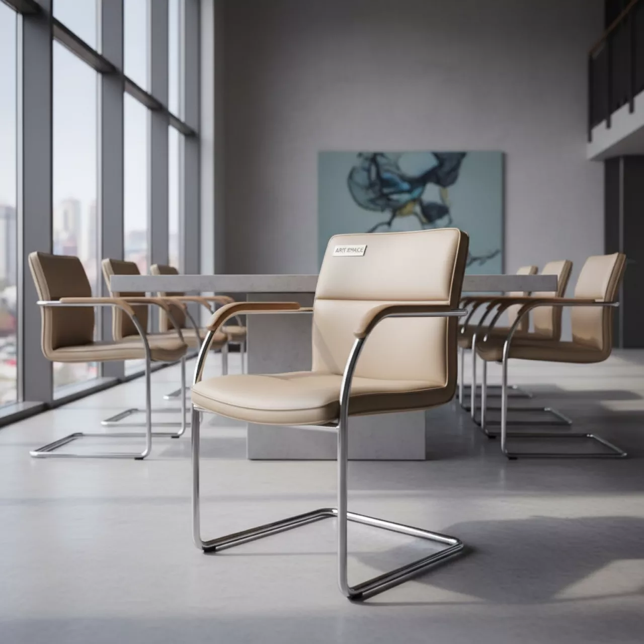 Аренда Стул Самба кожзам Nitro Beige хром подлокотники светлый орех в гранд-отеле «Жемчужина» — ART SPACE