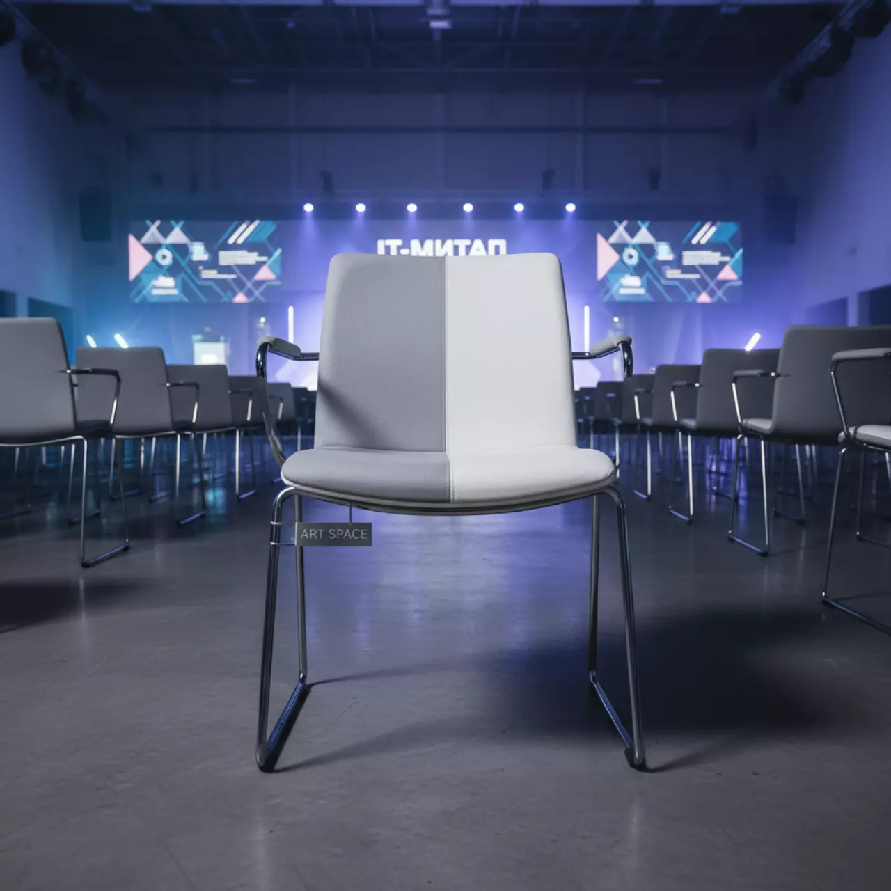 Аренда Стул Самба серый белый серебристый каркас в ОКЦ «Галактика» — ART SPACE