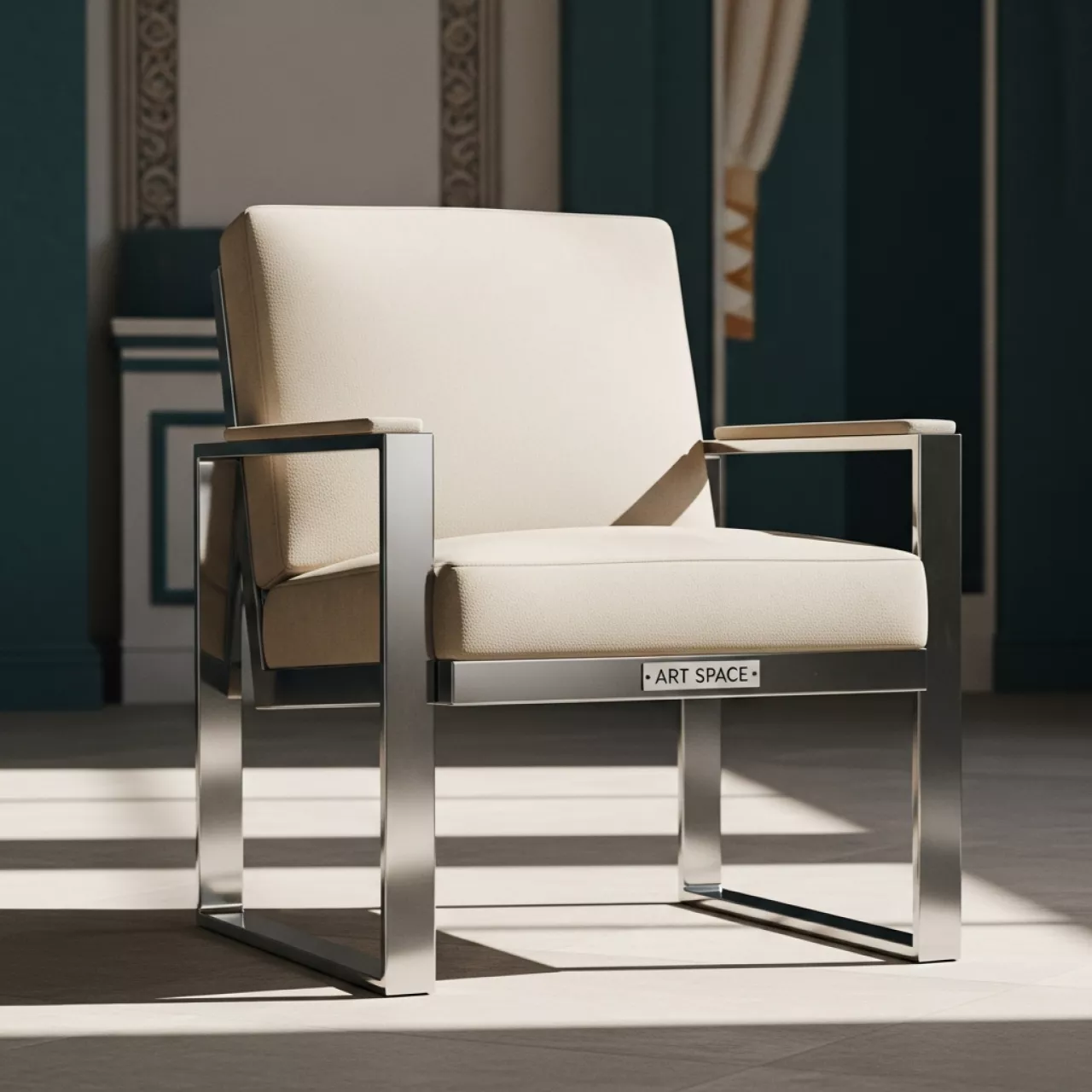 Аренда Стул Самба светло бежевый хромированный каркас в пляжном клубе Del Mar — ART SPACE