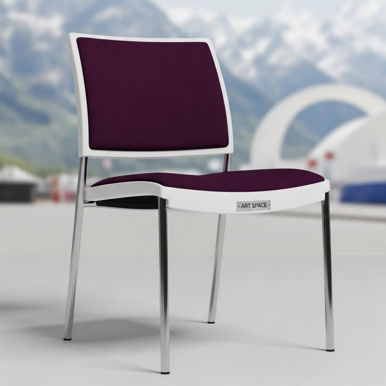 Аренда Стул Самба темно фиолетовый белый серебряный каркас на площадке Rosa Peak (2320м) — ART SPACE