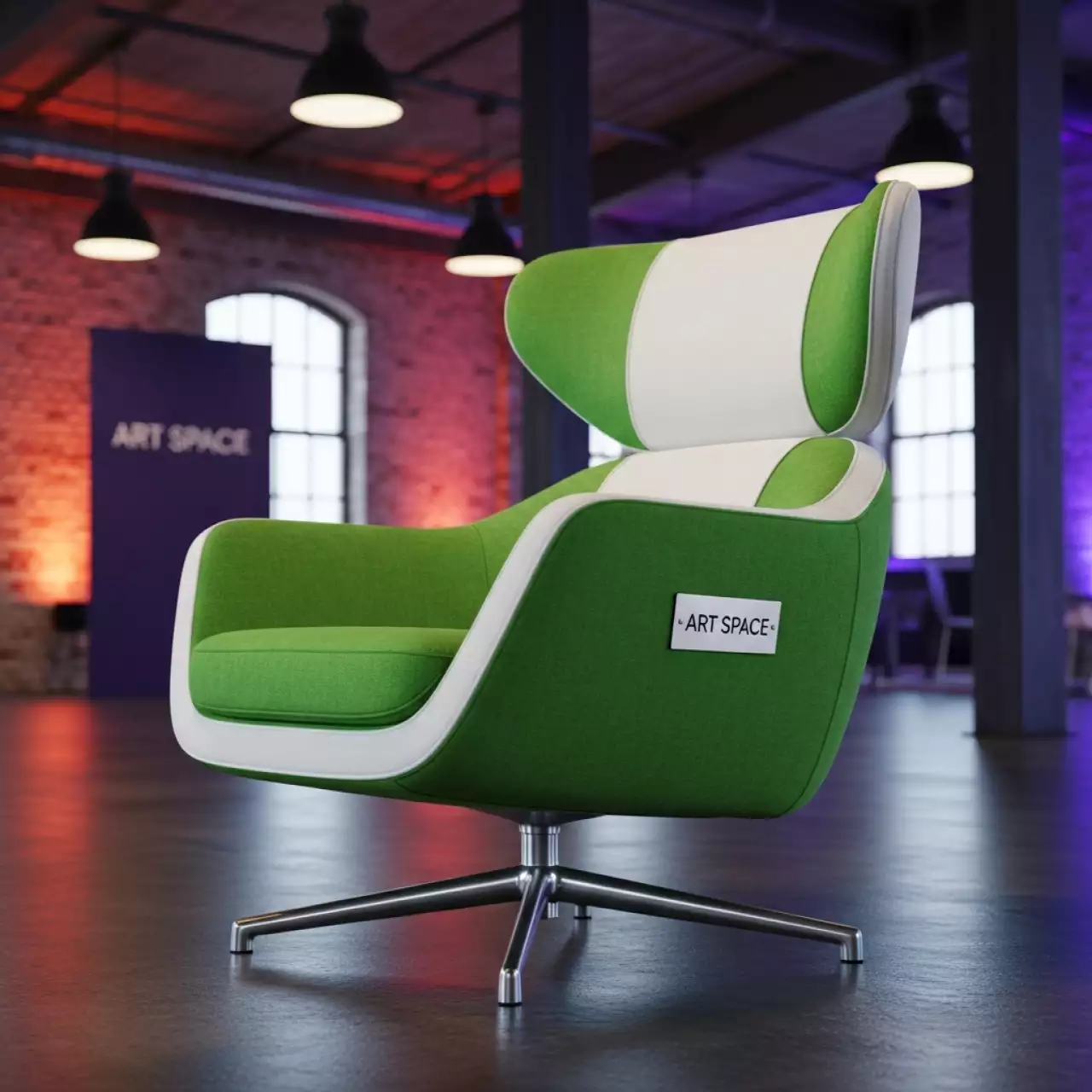 Аренда Стул Самба зелёно белый серебристый каркас в Radisson Blu Resort & Congress Centre — ART SPACE