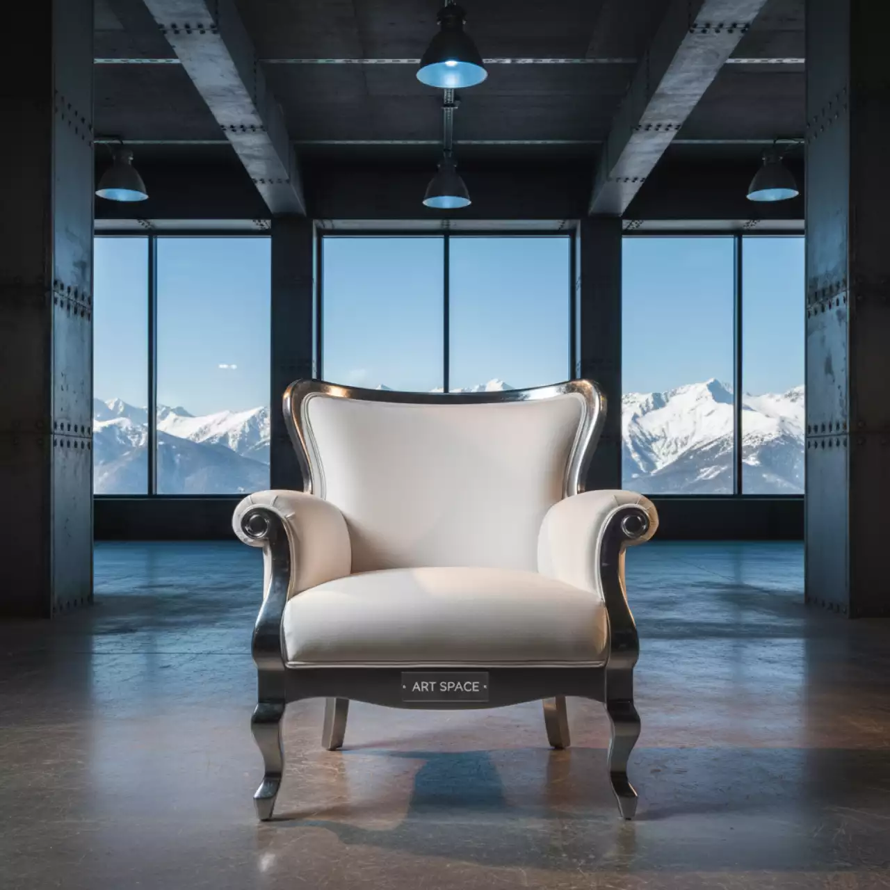 Аренда Стул серебряный ДЮПОН белый бархат на площадке Rosa Peak (2320м) — ART SPACE