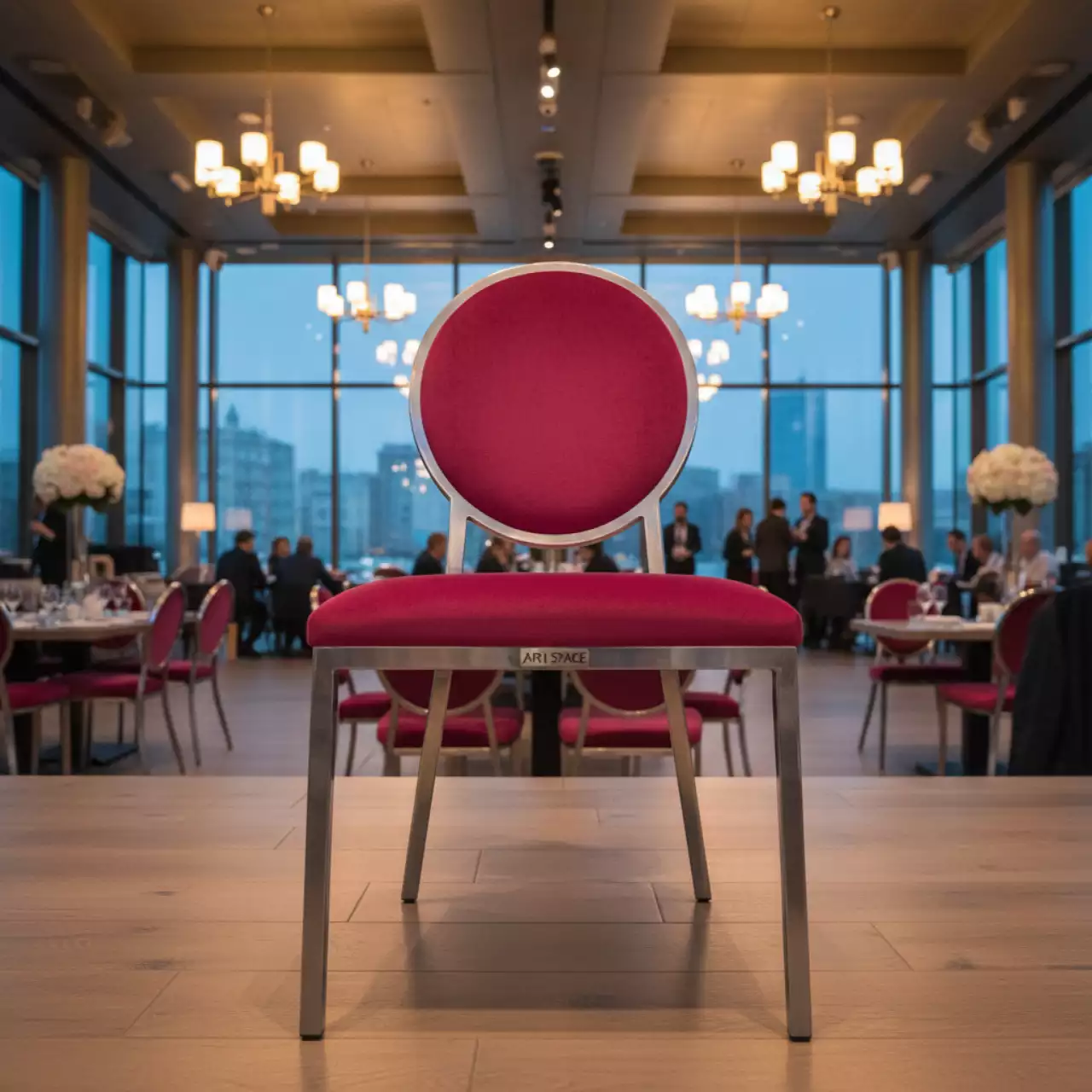 Аренда Стул серебряный фуксия ДЮПОН в ресторане «Высота 5642» — ART SPACE
