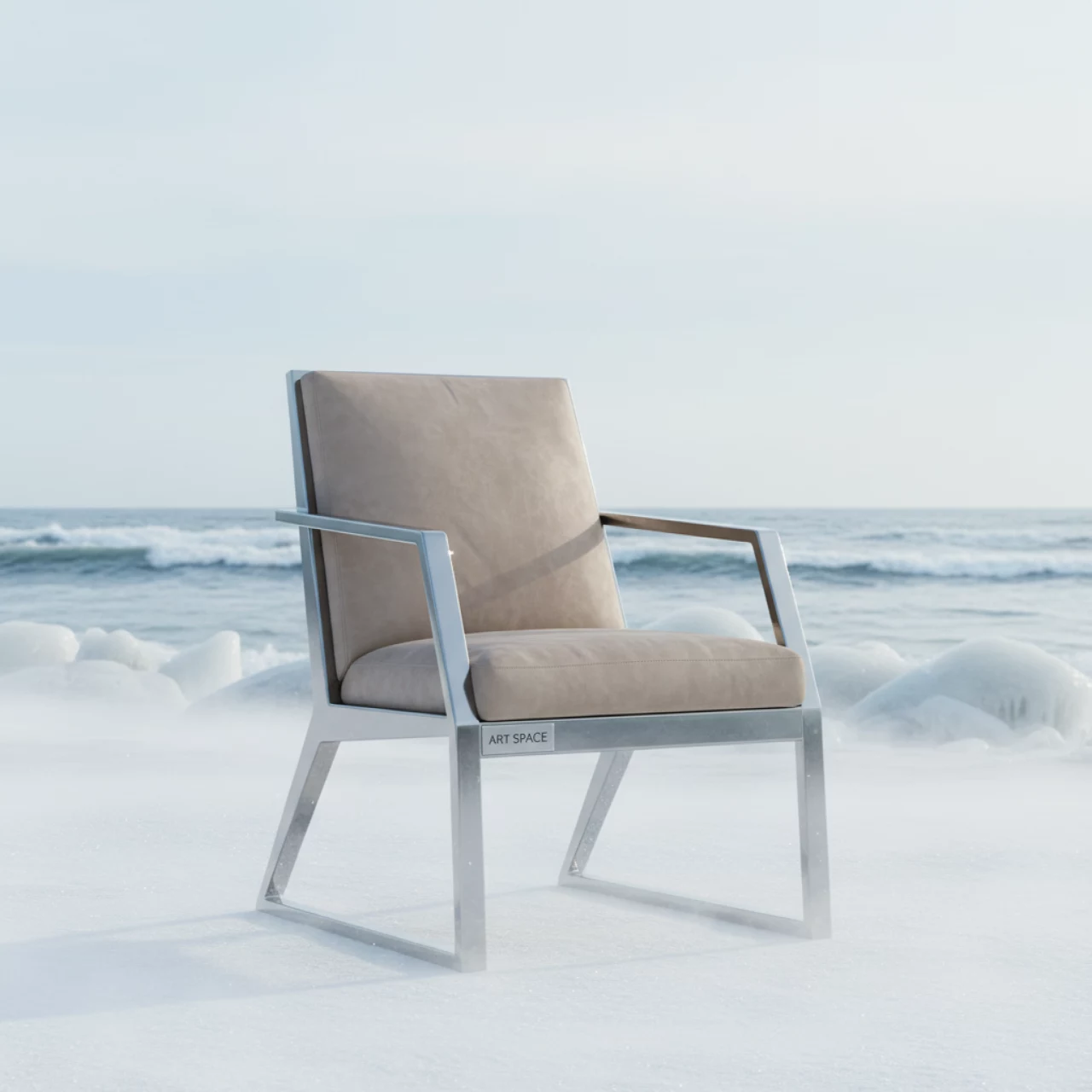 Аренда Стул серебряный ОКТАВА бежевый бархат на пляже «Маяк» — ART SPACE