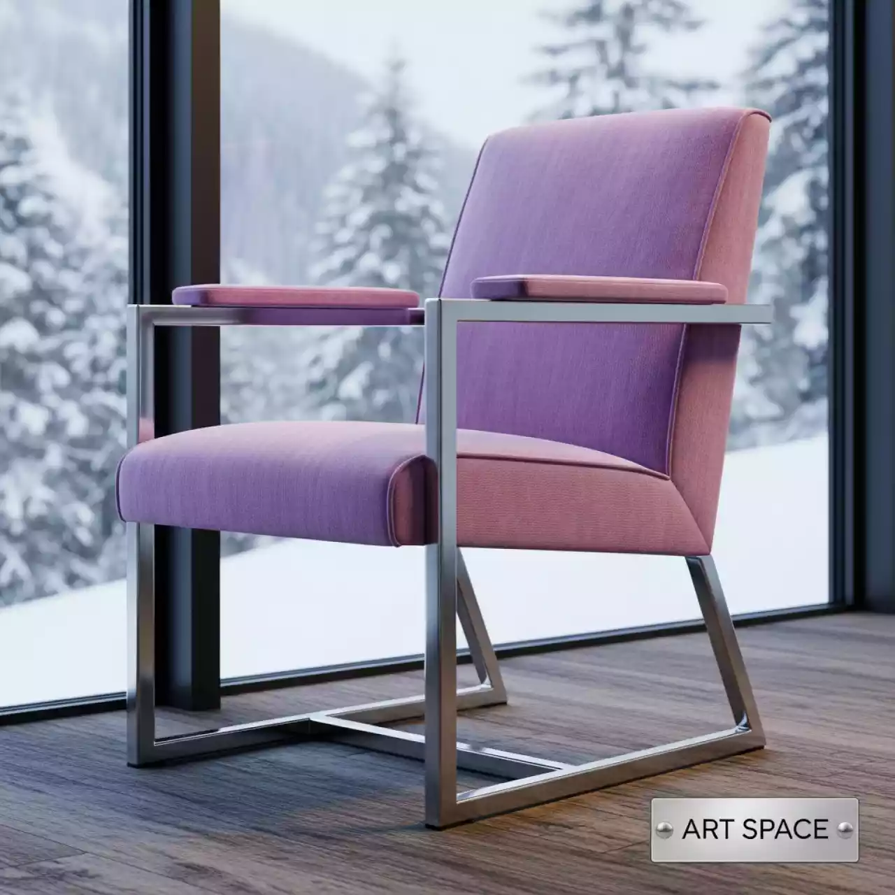 Аренда Стул серебряный ОКТАВА лиловый бархатный в Novotel Resort — ART SPACE