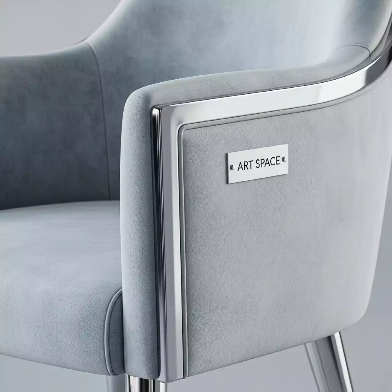 Аренда Стул серебряный ОКТАВА серо голубой бархатный в Маринс Парк Отеле — ART SPACE