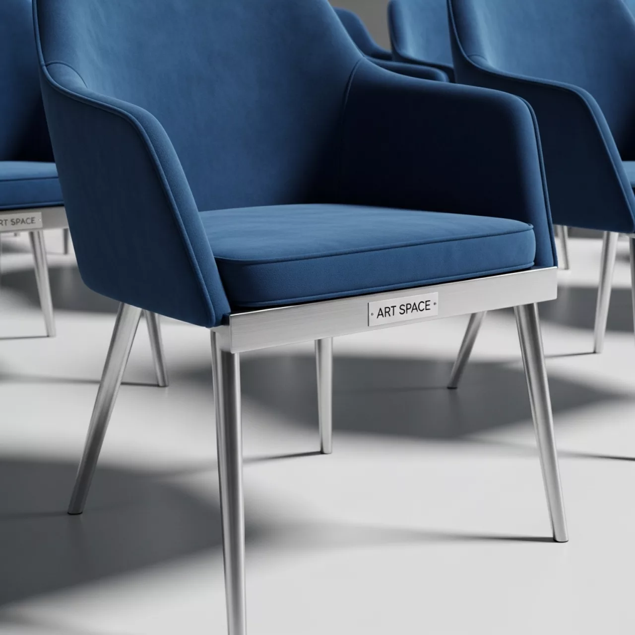 Аренда Стул серебряный велюр синий Форест в Courtyard by Marriott Sochi — ART SPACE