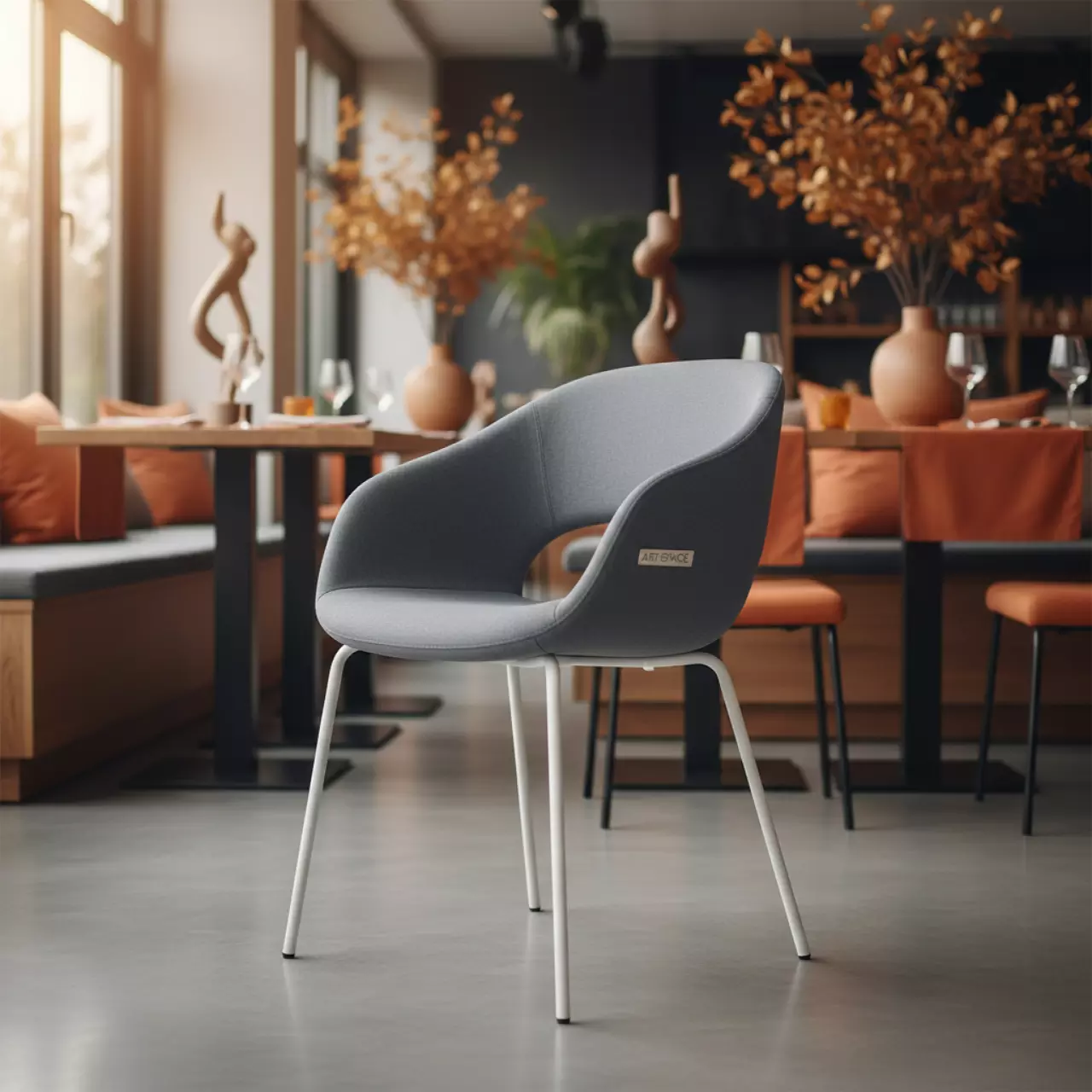 Аренда Стул серый ножки белые Эби в ресторане «La Terrazza» — ART SPACE