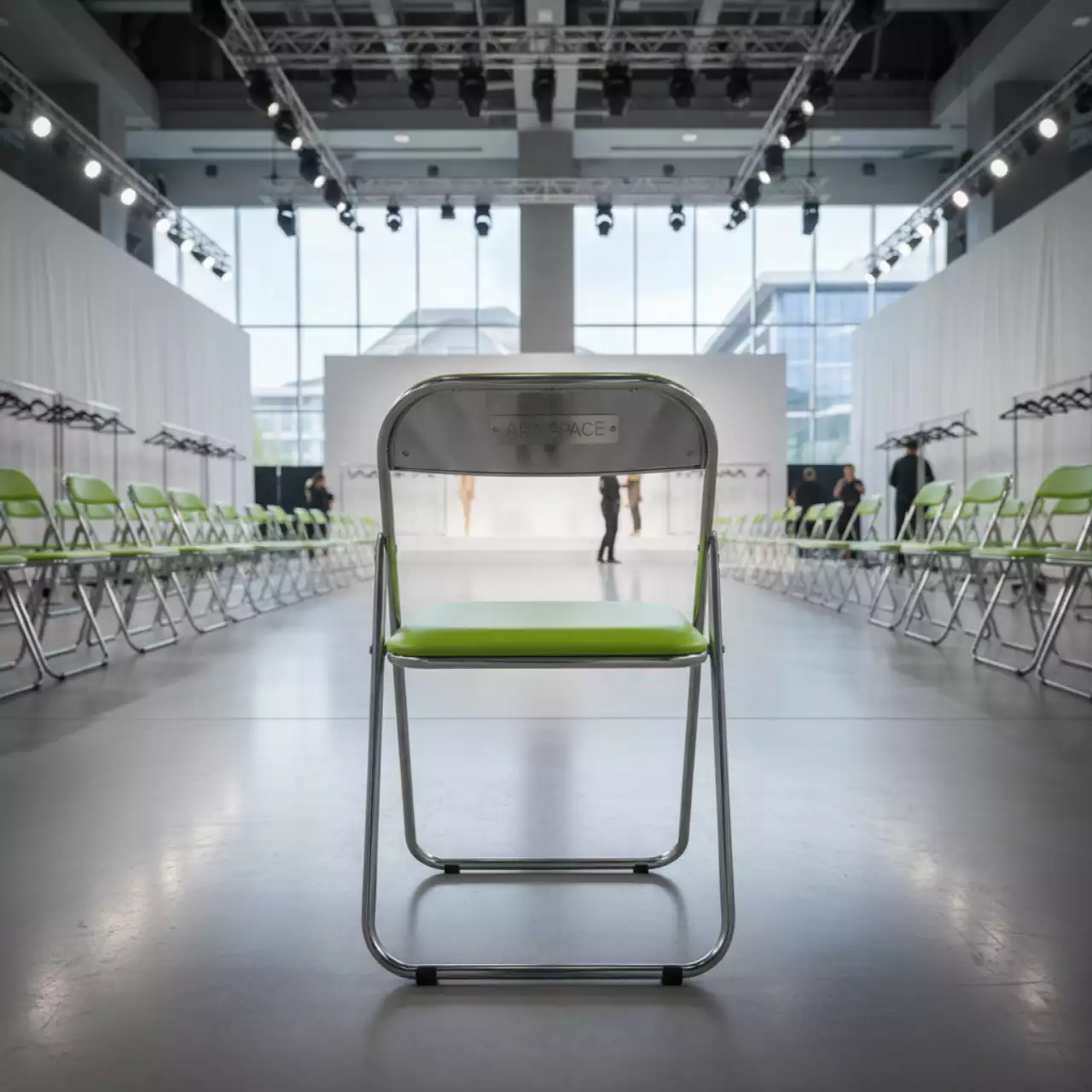 Аренда Стул складной Джонни экокожа салатовый каркас металлик в Университете «Сириус» — ART SPACE