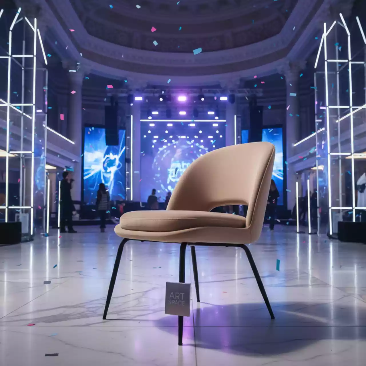 Аренда Стул Solar бежевый велюр черные ножки в Зимнем театре — ART SPACE