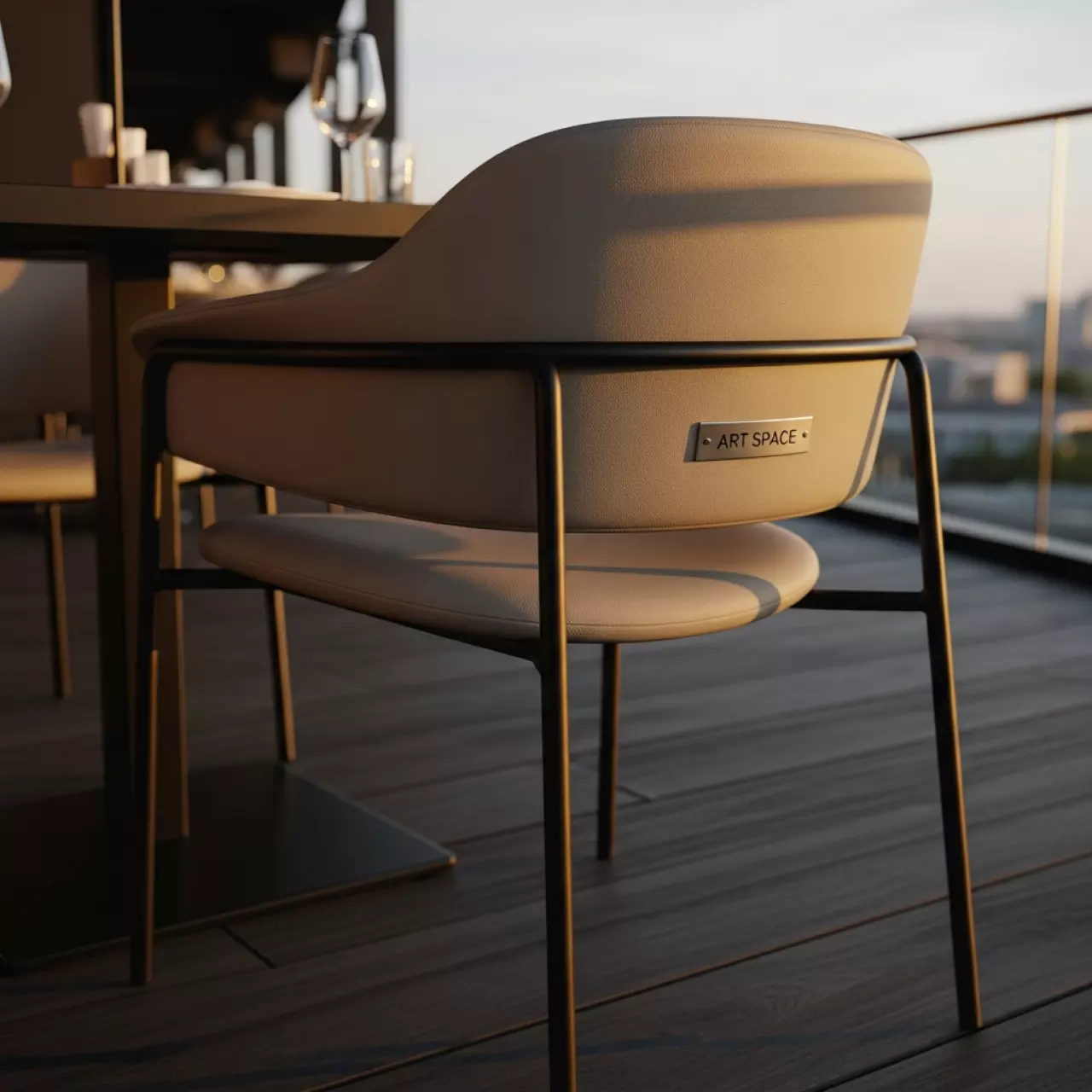 Аренда Стул Stars LS экокожа бежевая черный каркас в ресторане «Баран-Рапан» — ART SPACE