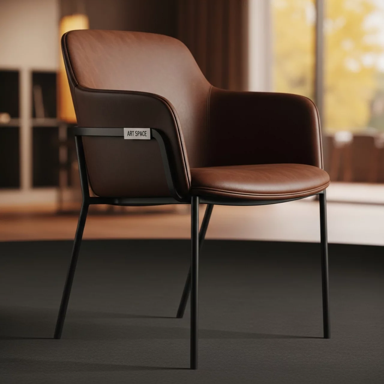 Аренда Стул Stars LS кожа шоколадная черный каркас в Mövenpick Hotel — ART SPACE