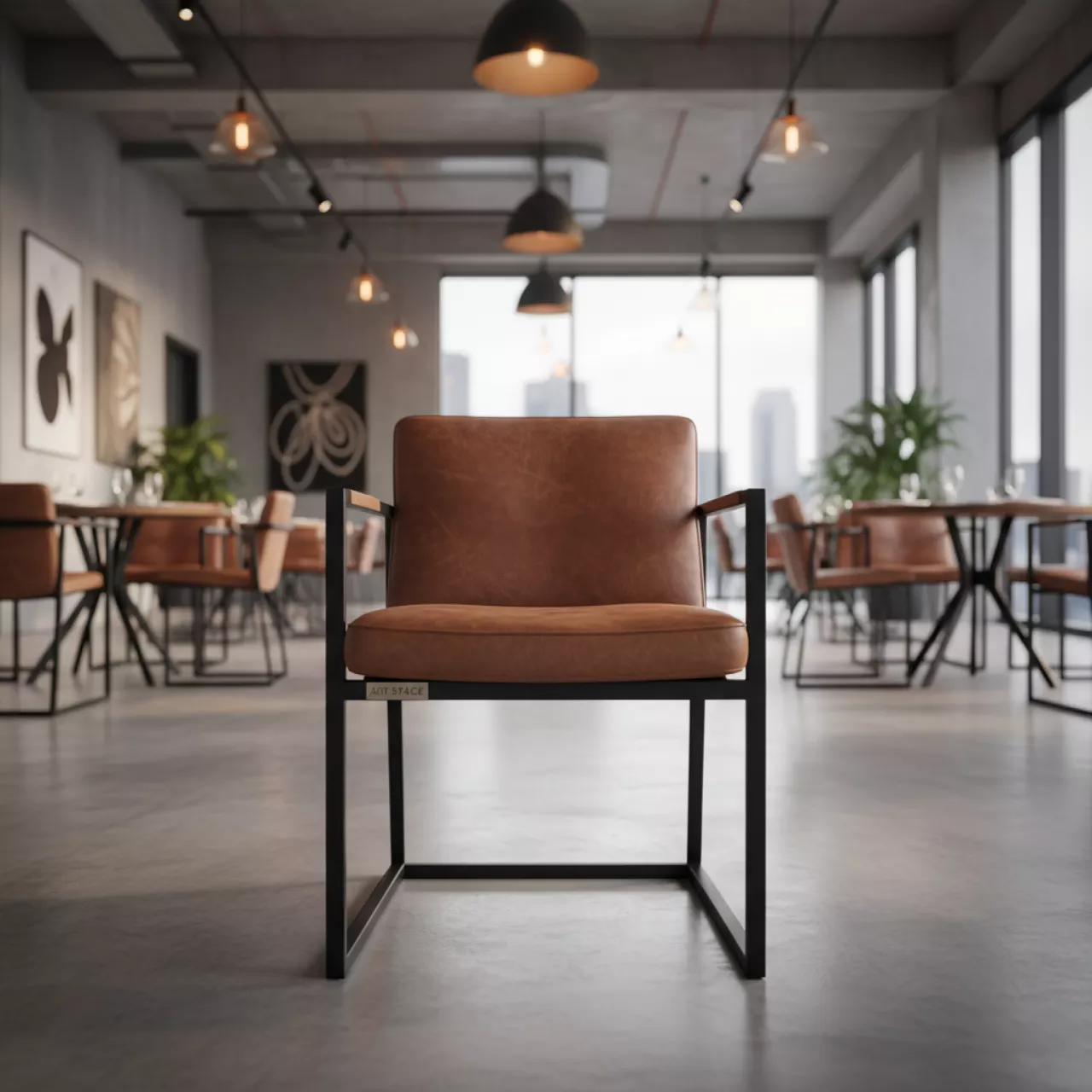 Аренда Стул Stars V S черный каркас шоколадная кожа в ресторане «Voda» — ART SPACE