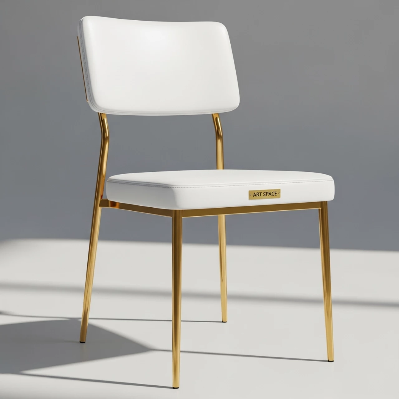 Аренда Стул Стейси белая экокожа золотой каркас в ресторане «Voda» — ART SPACE