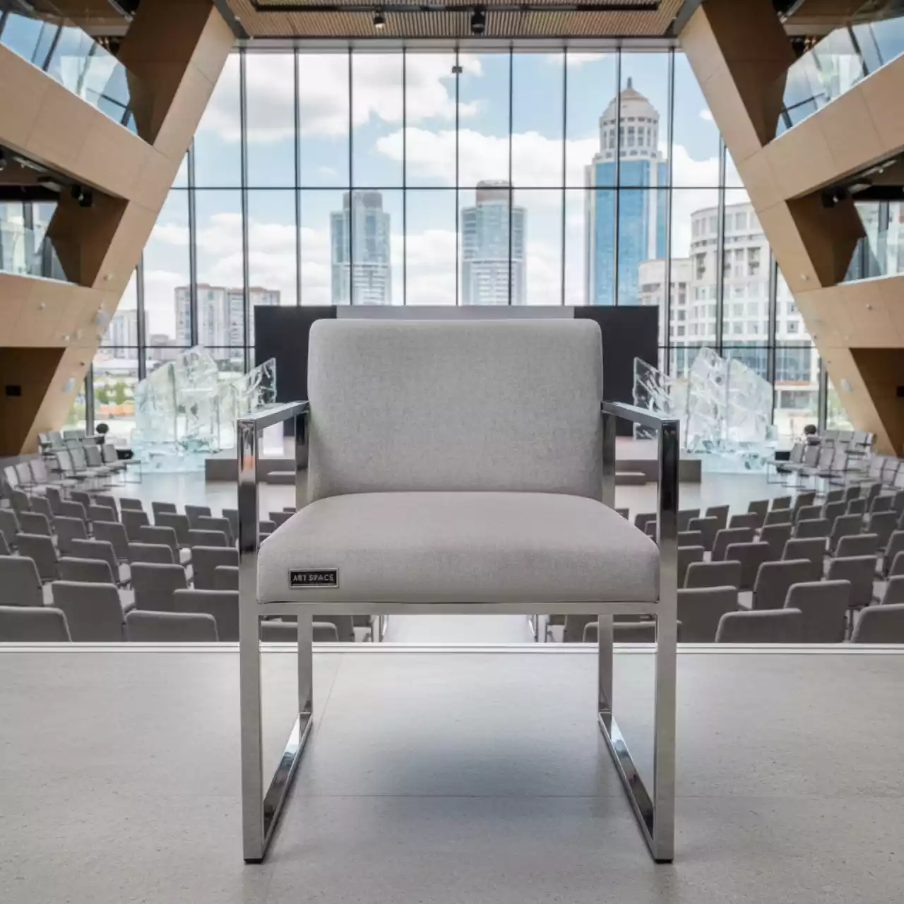 Аренда Стул светло серый велюр Флекс New в Керлинговом центре «Ледяной куб» — ART SPACE