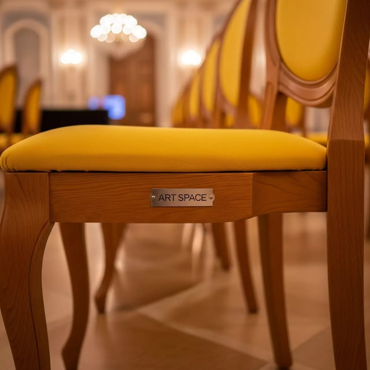 Аренда Стул Такер деревянный желтый на арене «Фишт» — ART SPACE