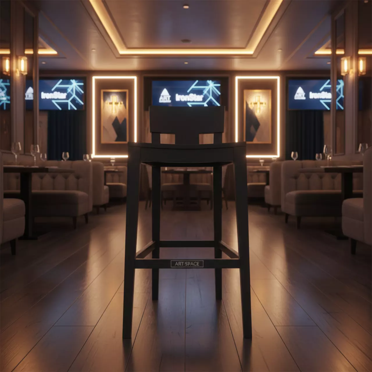 Аренда Стул Такер полубарный деревянный графит в ресторане «Магадан» — ART SPACE