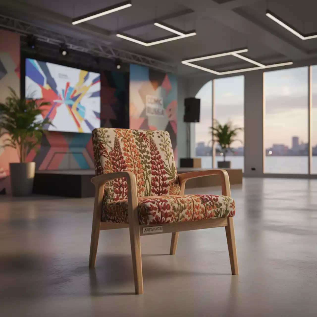 Аренда Стул Тони гобелен Люпин ножки бук светлый орех на теплоходе «Дагомыс» — ART SPACE