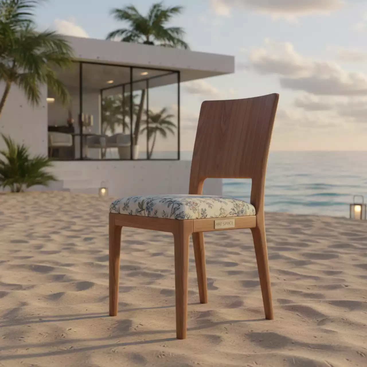 Аренда Стул Тони гобелен Люпин светлый орех на пляже «Мандарин» — ART SPACE