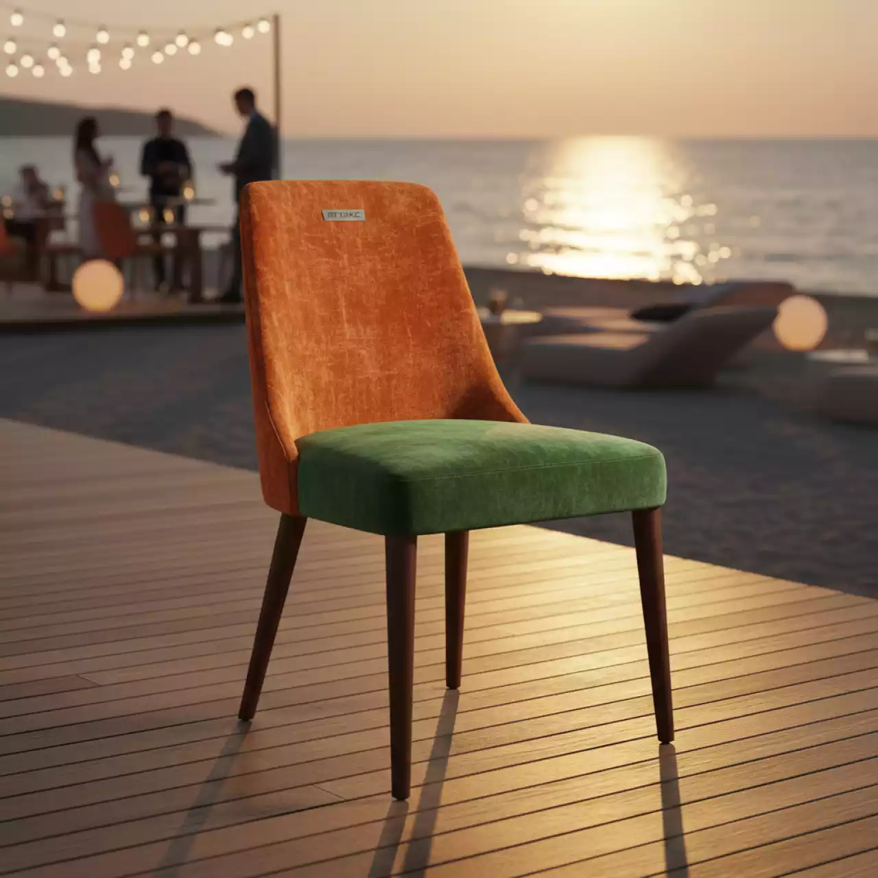 Аренда Стул Тони шенилл Ontario band jaffa orange задняя спинка шенилл Niagara green сиденье на пляже «Ривьера» — ART SPACE