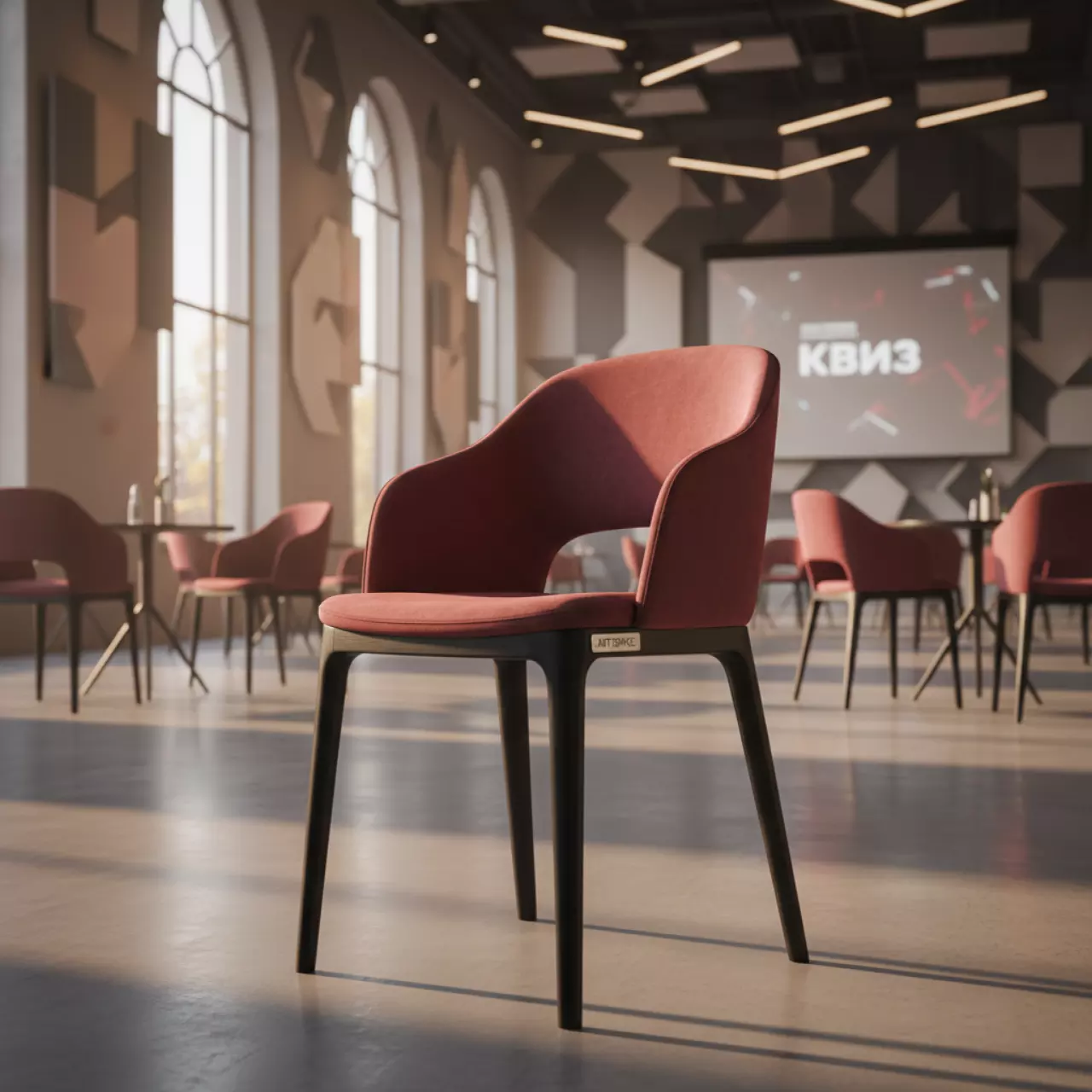 Аренда Стул Тони велюр винный ножки бук морилка черная в Omega Sirius — ART SPACE