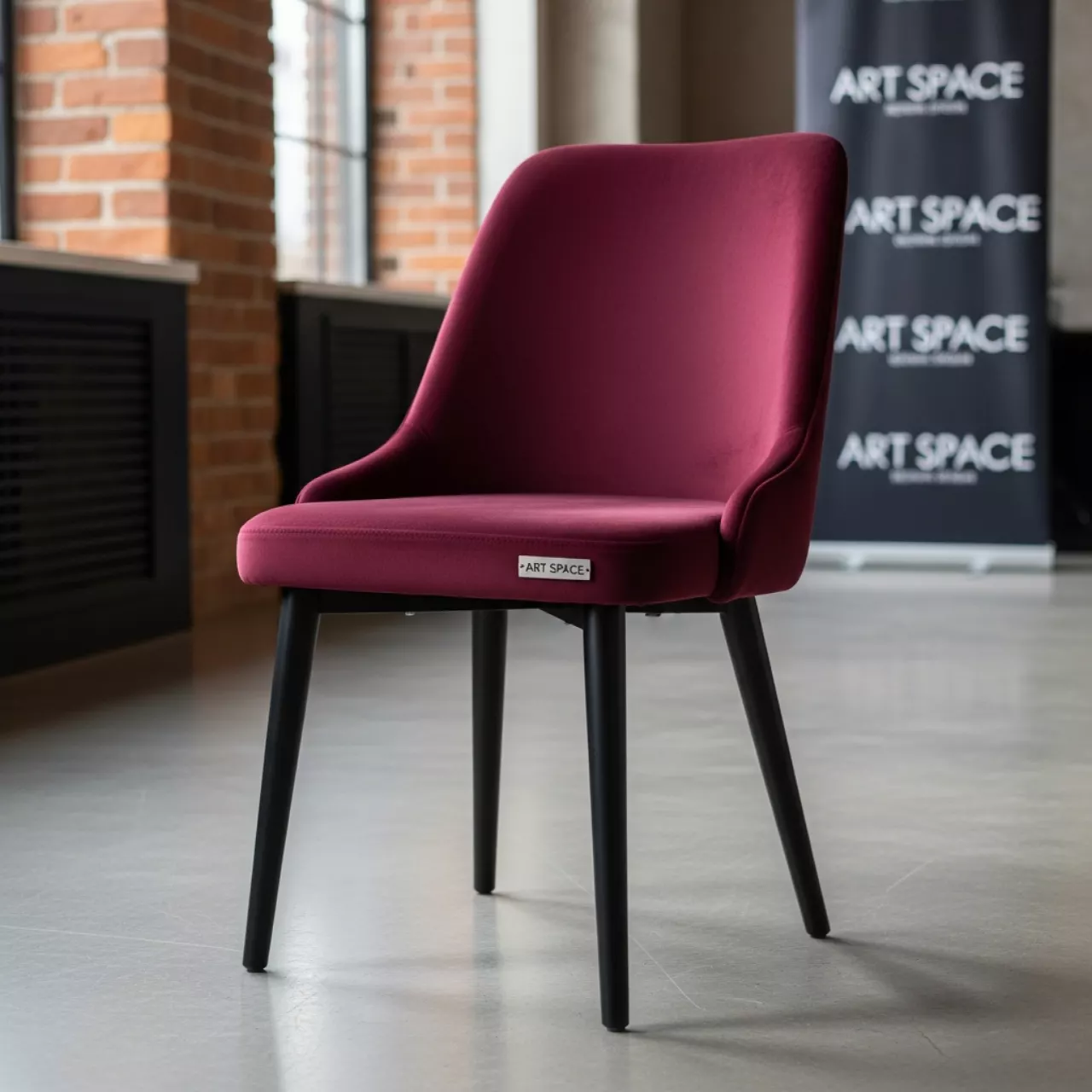 Аренда Стул Тони винный велюр ножки бук морилка черная в ресторане «Баран-Рапан» — ART SPACE