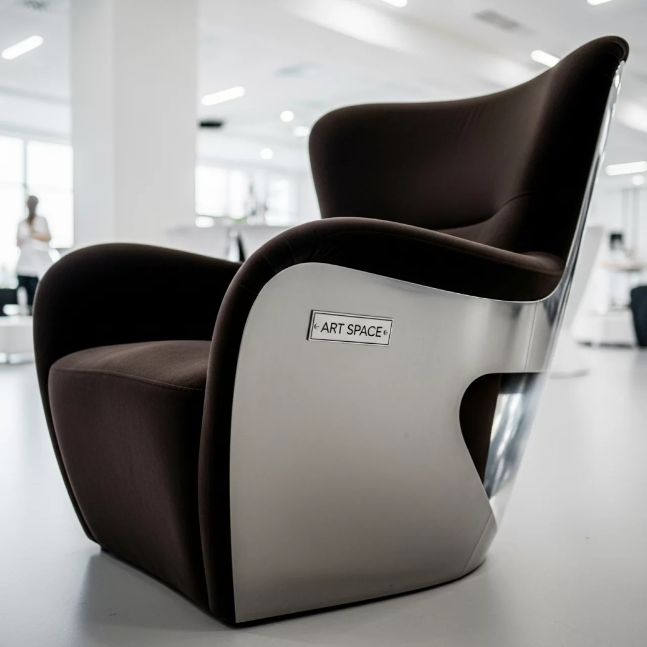Аренда Стул Тотем серебряный бархат цвета горький шоколад в отеле «Богатырь» — ART SPACE