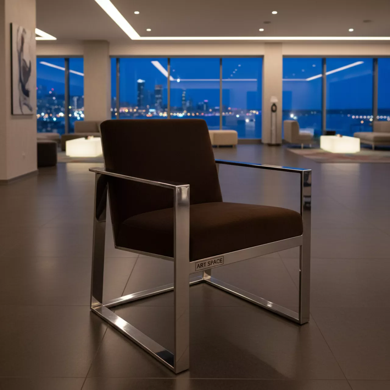 Аренда Стул Тотем серебряный горький шоколад бархат в Cosmos Sochi Hotel — ART SPACE