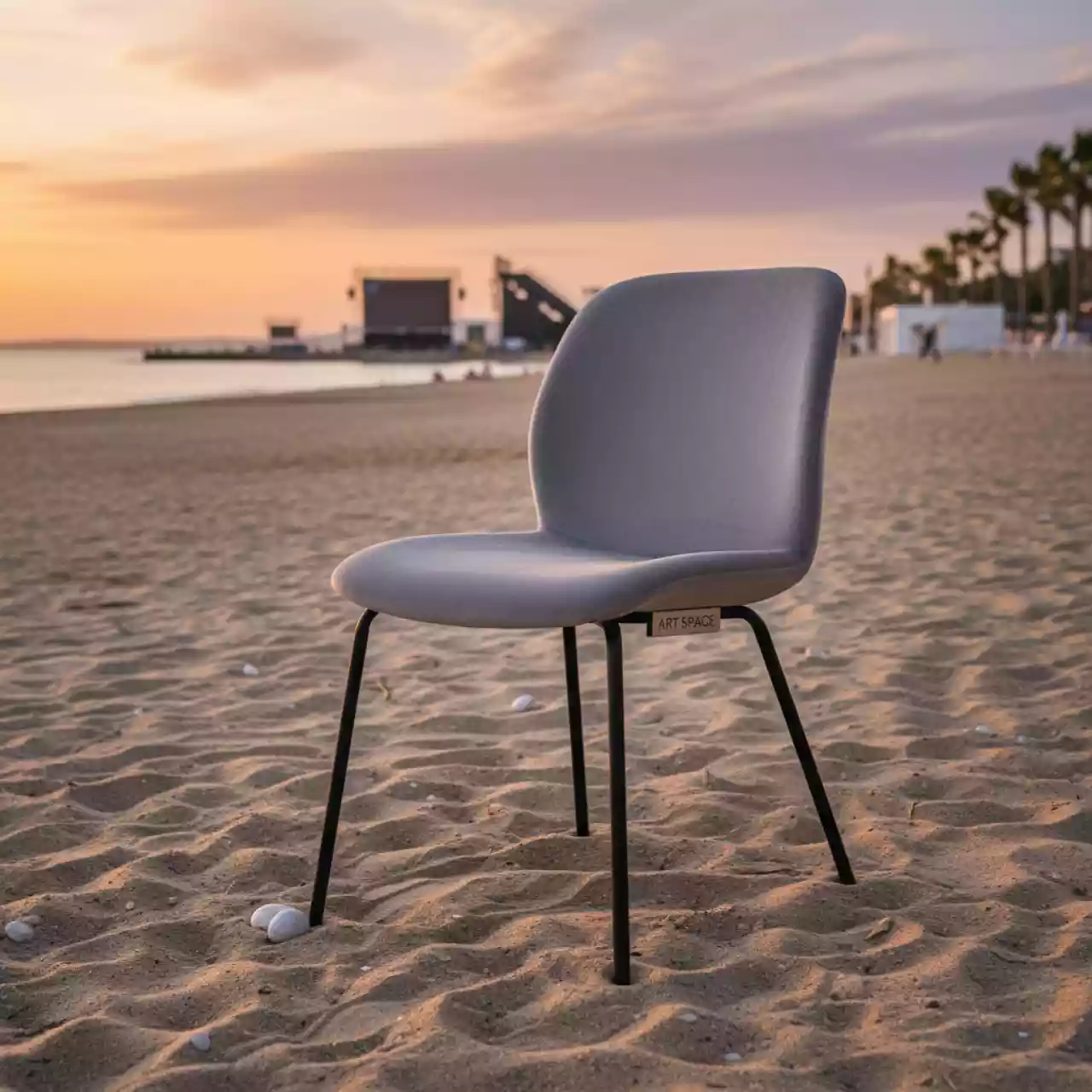 Аренда Стул Turin серый вельвет с черными ножками на пляже «Маяк» — ART SPACE