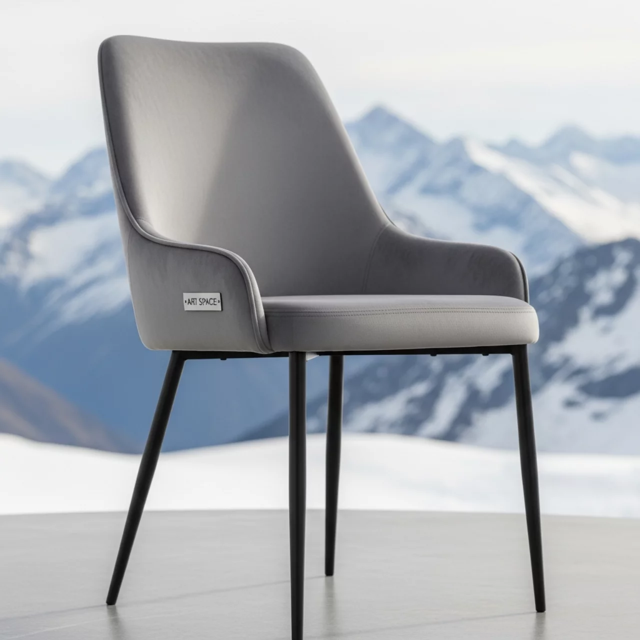 Аренда Стул Турмалин велюр серый каркас черный глянец на площадке Rosa Peak (2320м) — ART SPACE