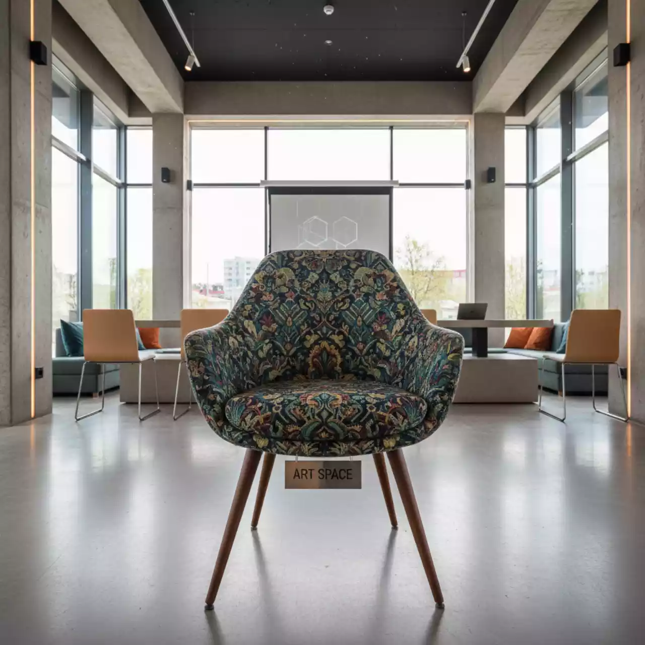 Аренда Стул Тюльпан гобелен Совы коричневые ножки в Pullman Sochi Centre — ART SPACE