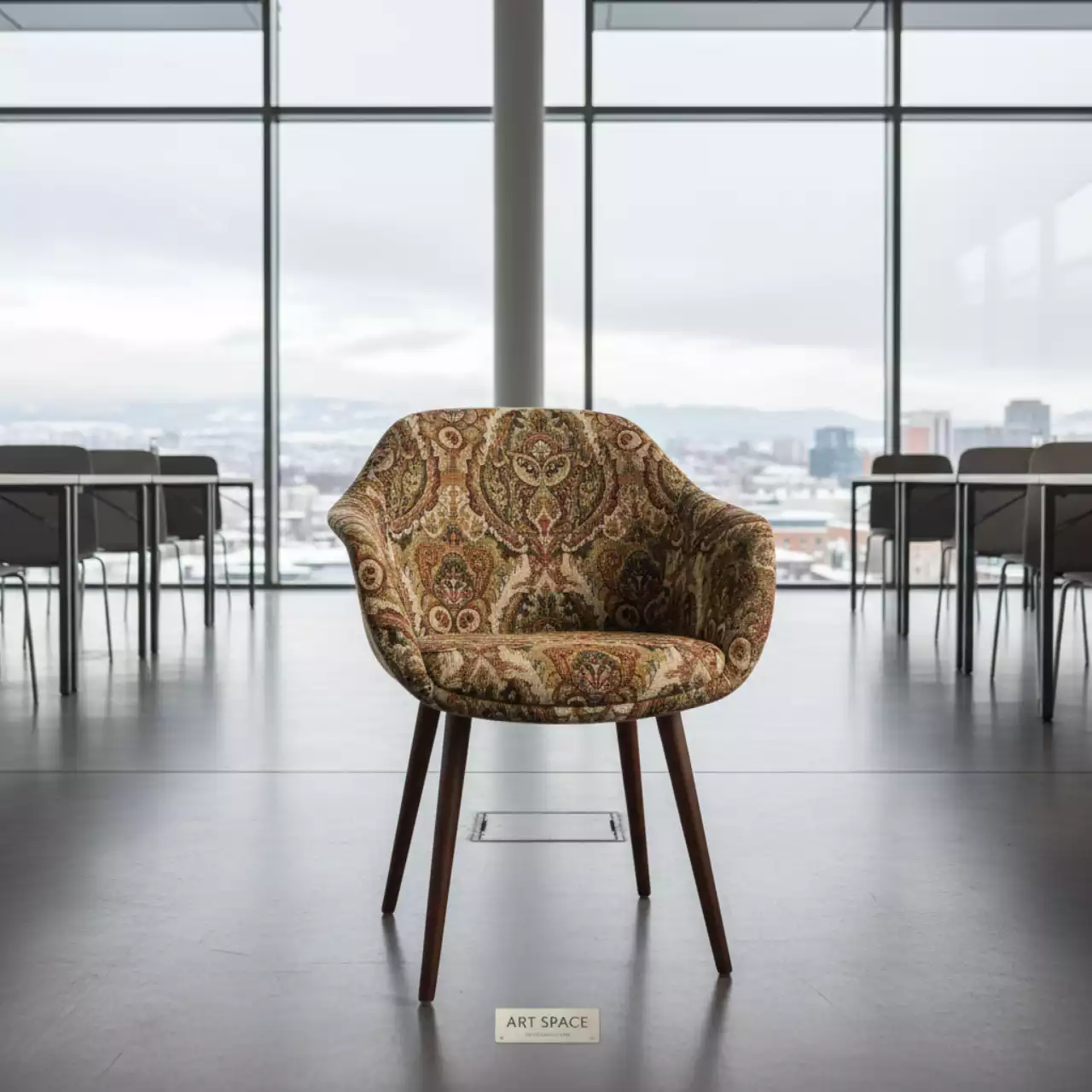 Аренда Стул Тюльпан гобелен совы ножки коричневые в Panorama by Mercure — ART SPACE