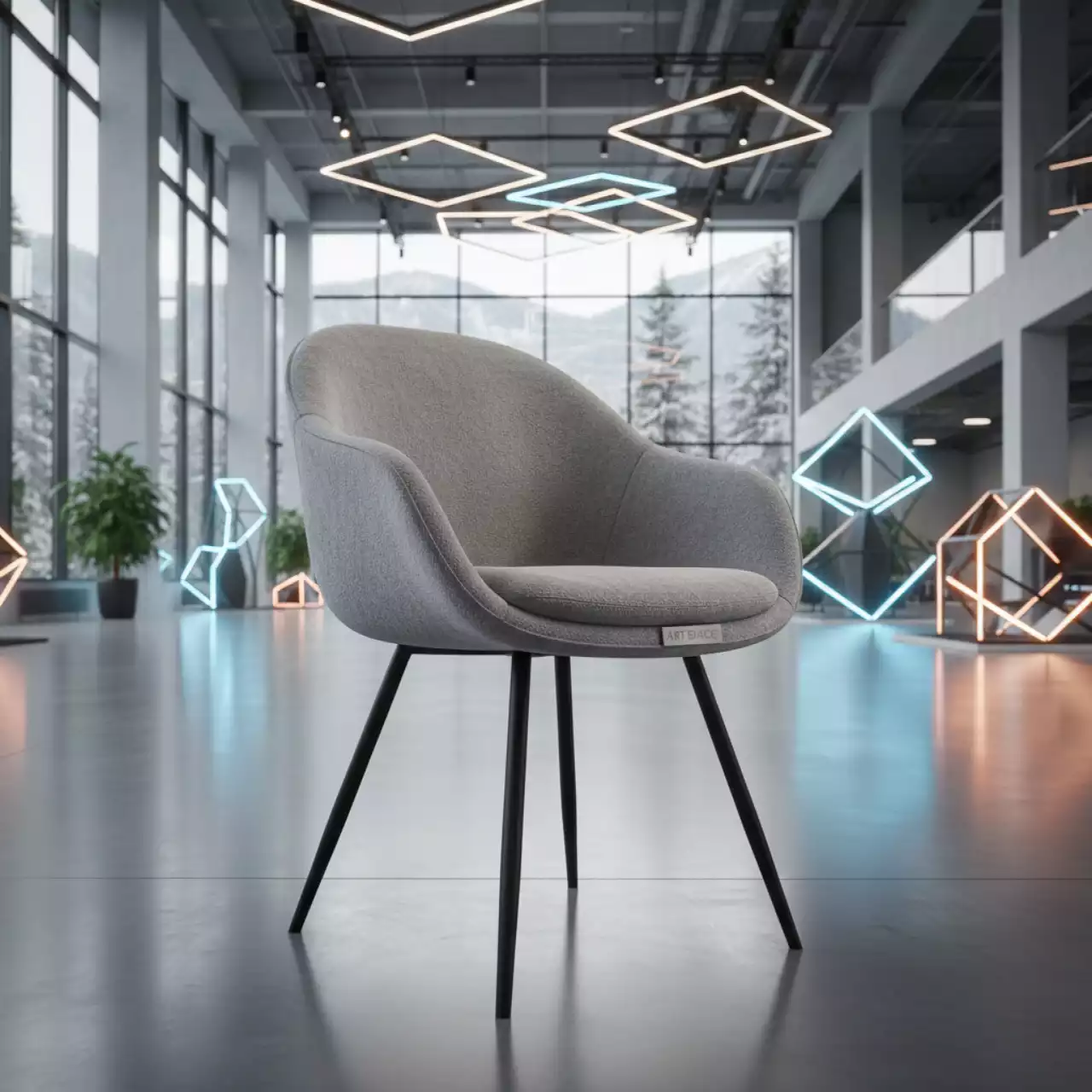 Аренда Стул Тюльпан серый букле ножки черные в санатории «Заполярье» — ART SPACE