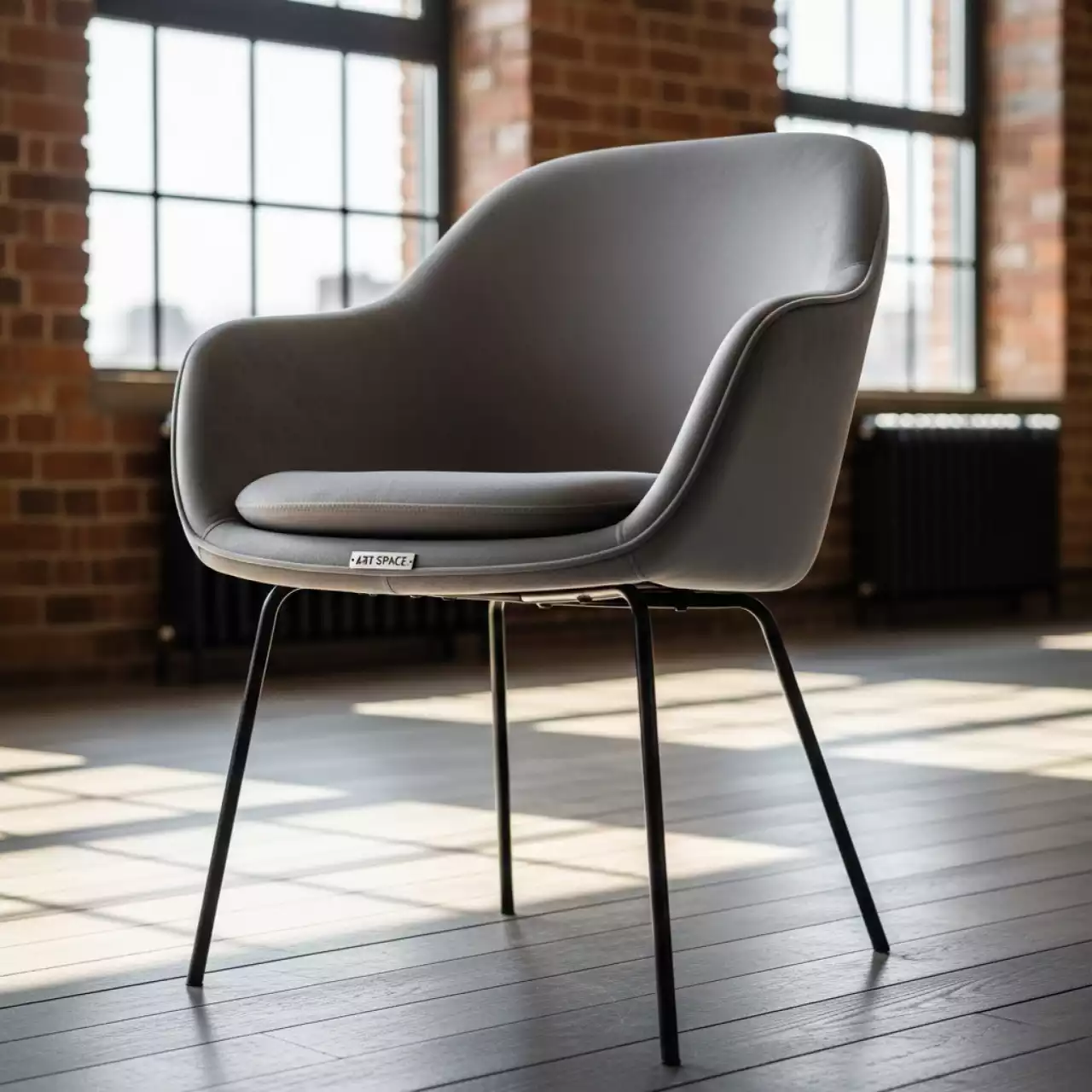 Аренда Стул Тюльпан серый велюр металлические ножки в лофте «Студия 21» — ART SPACE