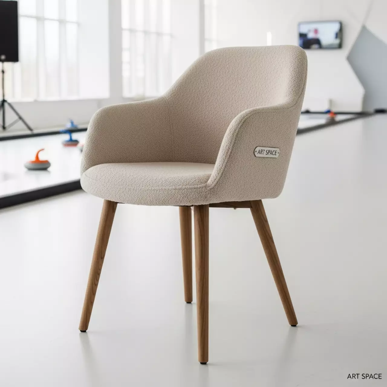 Аренда Стул Тюльпан шенилл бежевый светлый орех в Керлинговом центре «Ледяной куб» — ART SPACE