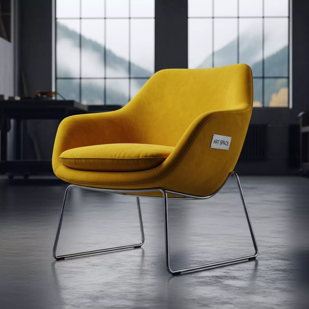 Аренда Стул Тюльпан желтый велюр металлические ножки в Поляна 1389 Отель и Спа — ART SPACE