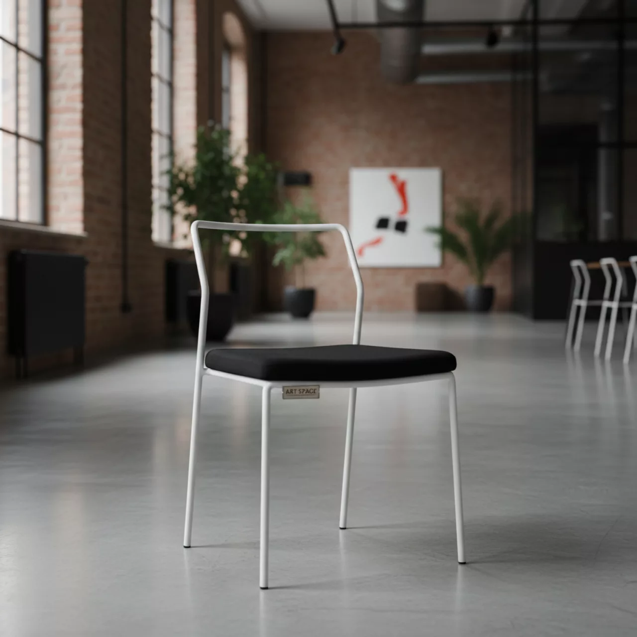 Аренда Стул UNISON белый с черной габардиновой подушкой в Delta Sirius — ART SPACE
