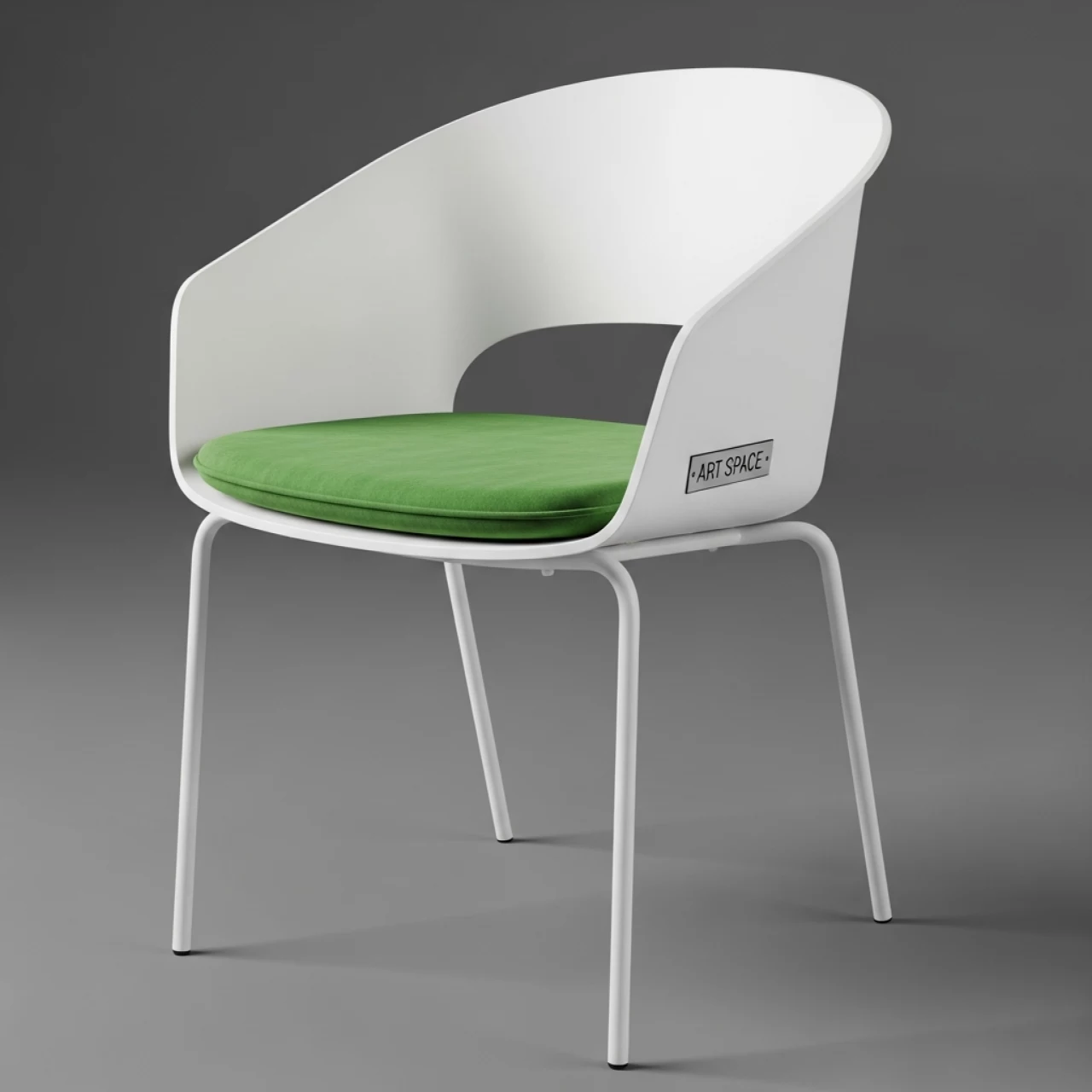 Аренда Стул UNISON белый с папоротниковой бархатной подушкой в усадьбе Голицына — ART SPACE