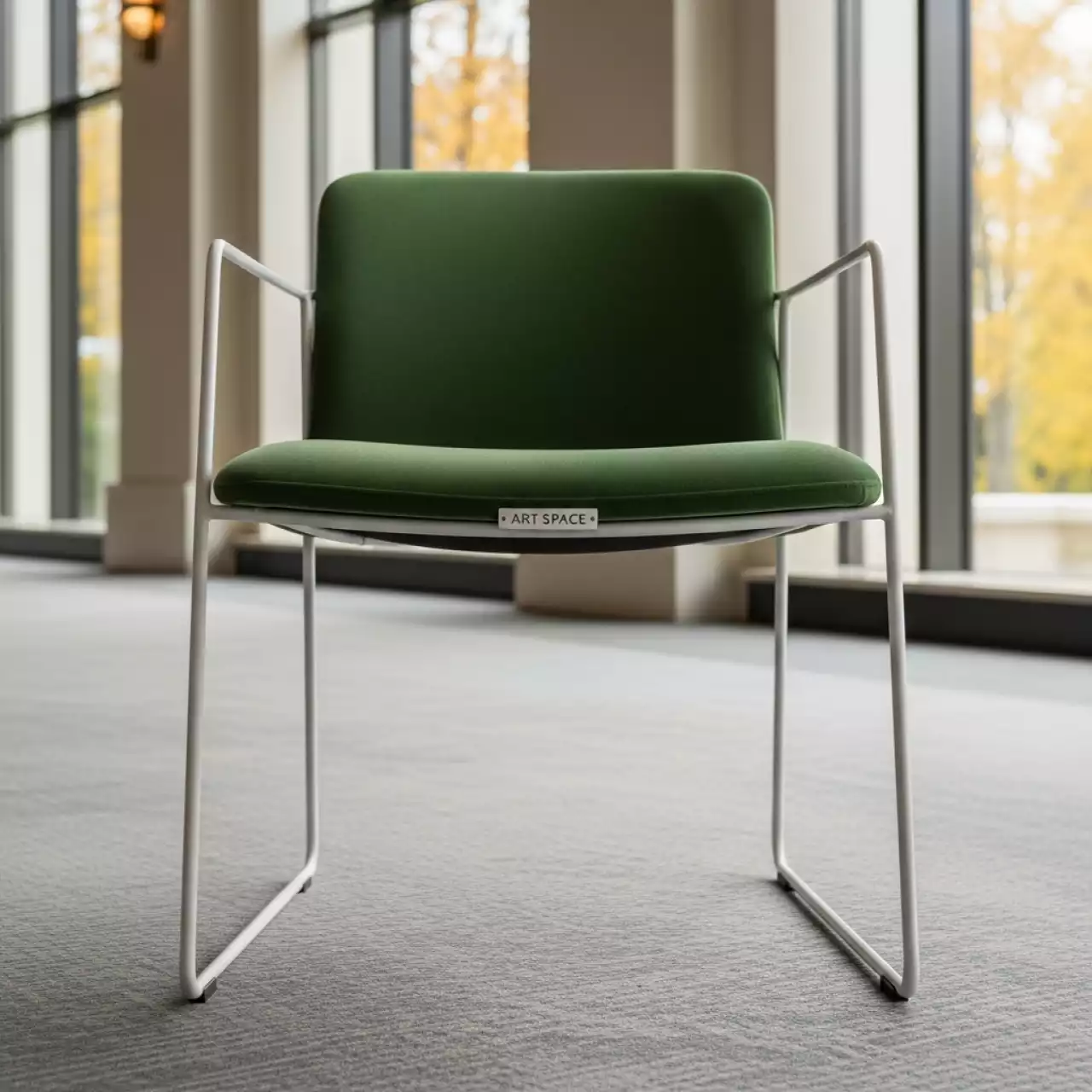 Аренда Стул УНИСОН белый с зеленой бархатной подушкой в отеле Hyatt Regency Sochi — ART SPACE