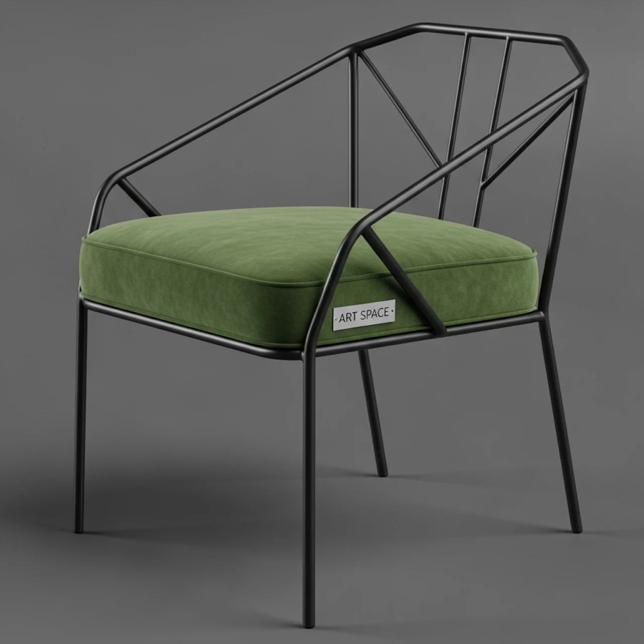 Аренда Стул УНИСОН черный с эвкалиптовой бархатной подушкой в ледовом дворце «Роза Хутор» — ART SPACE