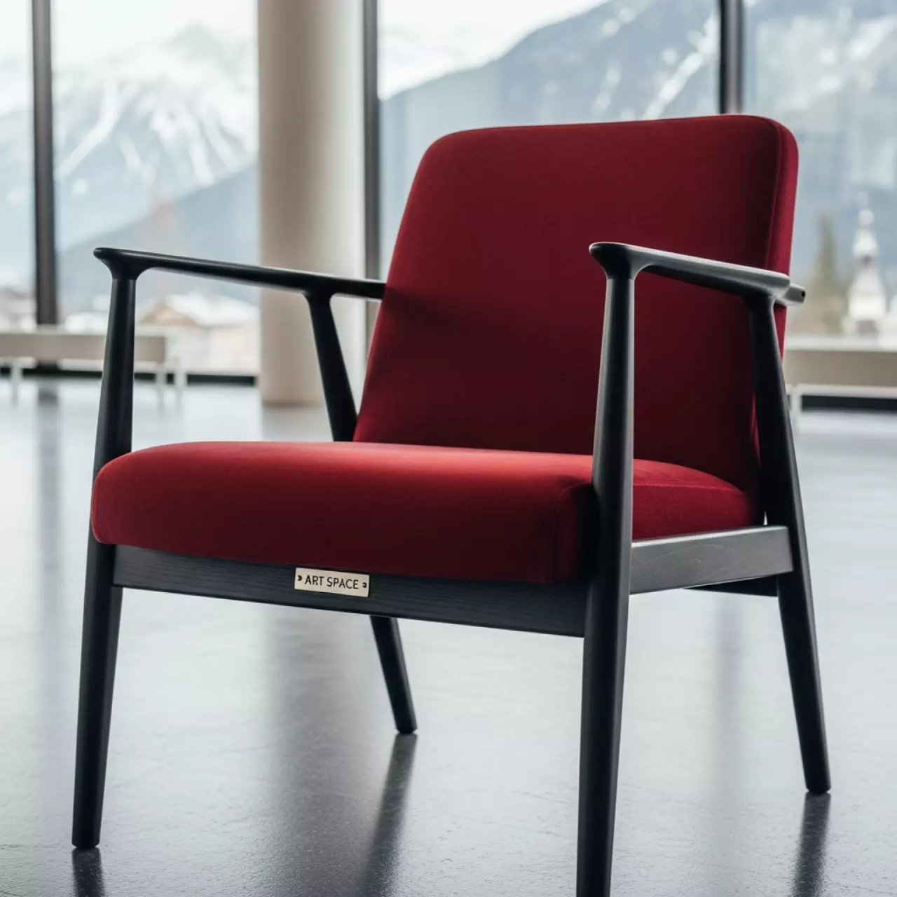Аренда Стул УНИСОН черный с красной бархатной подушкой в Поляна 1389 Отель и Спа — ART SPACE
