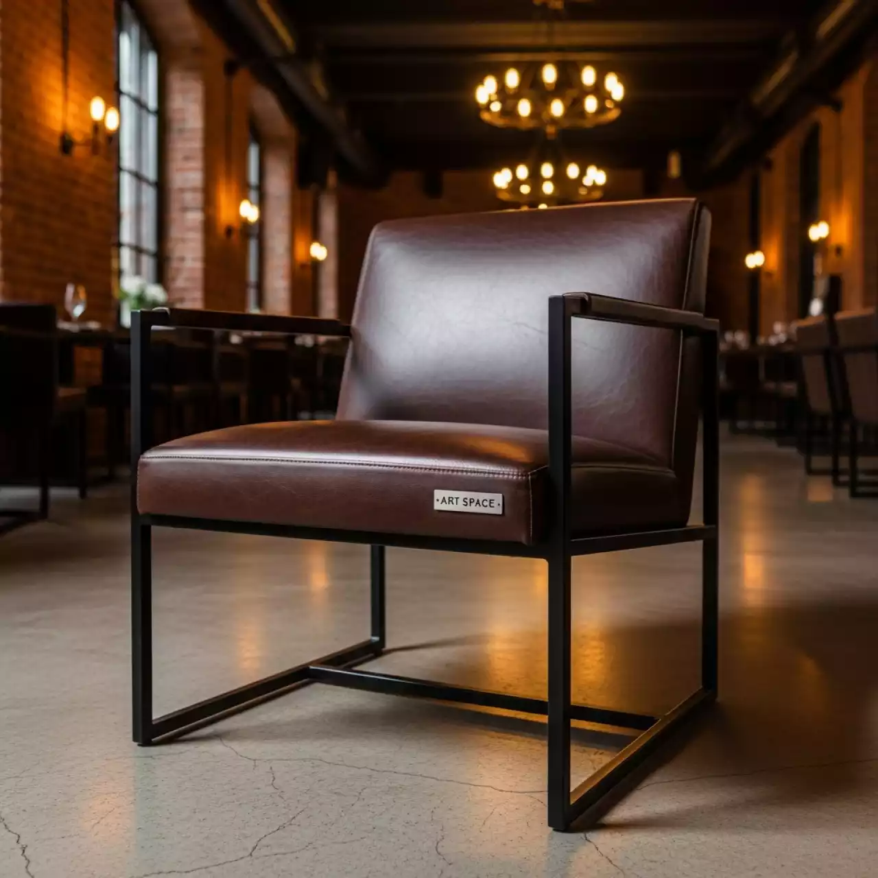 Аренда Стул Ува N коричневая кожа в ресторане «Плакучая Ива» — ART SPACE